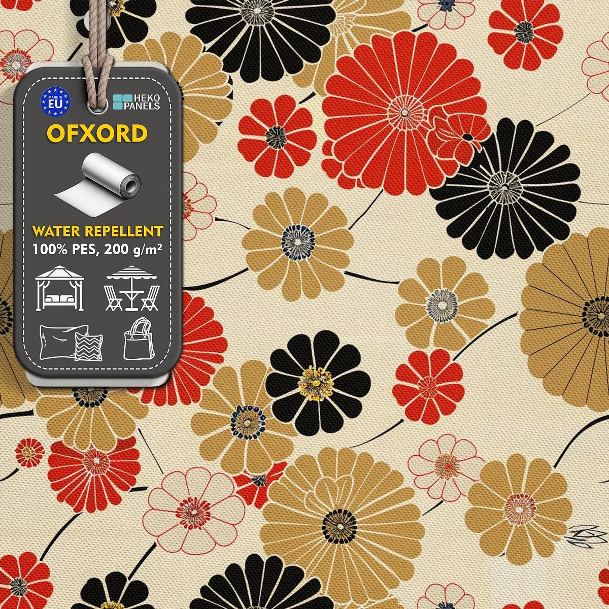 HEKO PANELS Tela Oxford impermeable primavera flores japonesas 5 metros 155