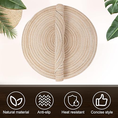 Miniatura 10 de Manteles individuales redondos trenzados de 12 pulgadas, manteles individuales circulares pequeños, lavables, resistentes al calor, antideslizantes,