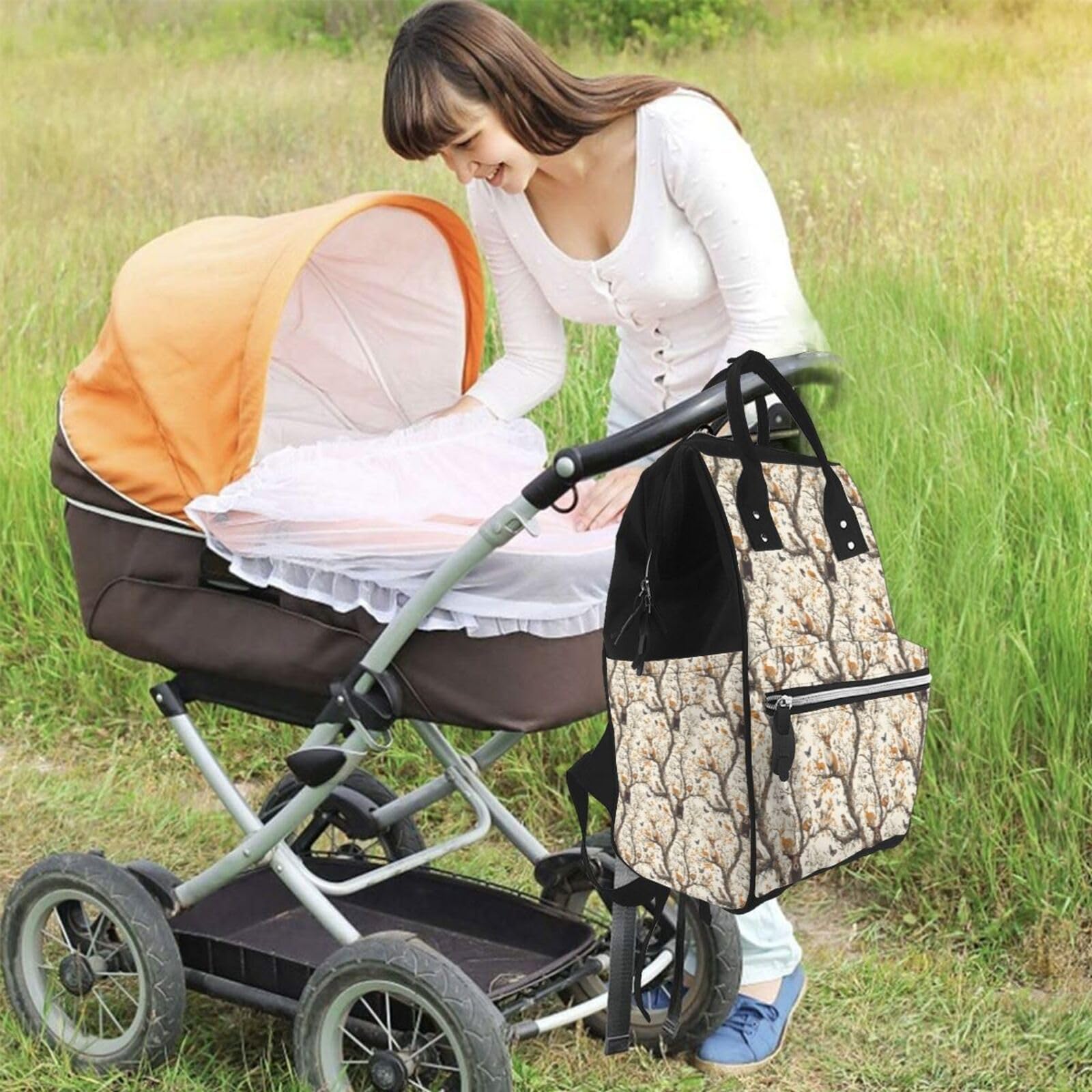 Wickeltasche für Babypuppen – Wald mit kleinen Tieren bedruckt, Mama-Tasche, taktischer Säuglings-Baby-Rucksack, Reisen, Mode, Wandern, Kleinkind, Tragetasche, Still-Windeltaschen für Vater