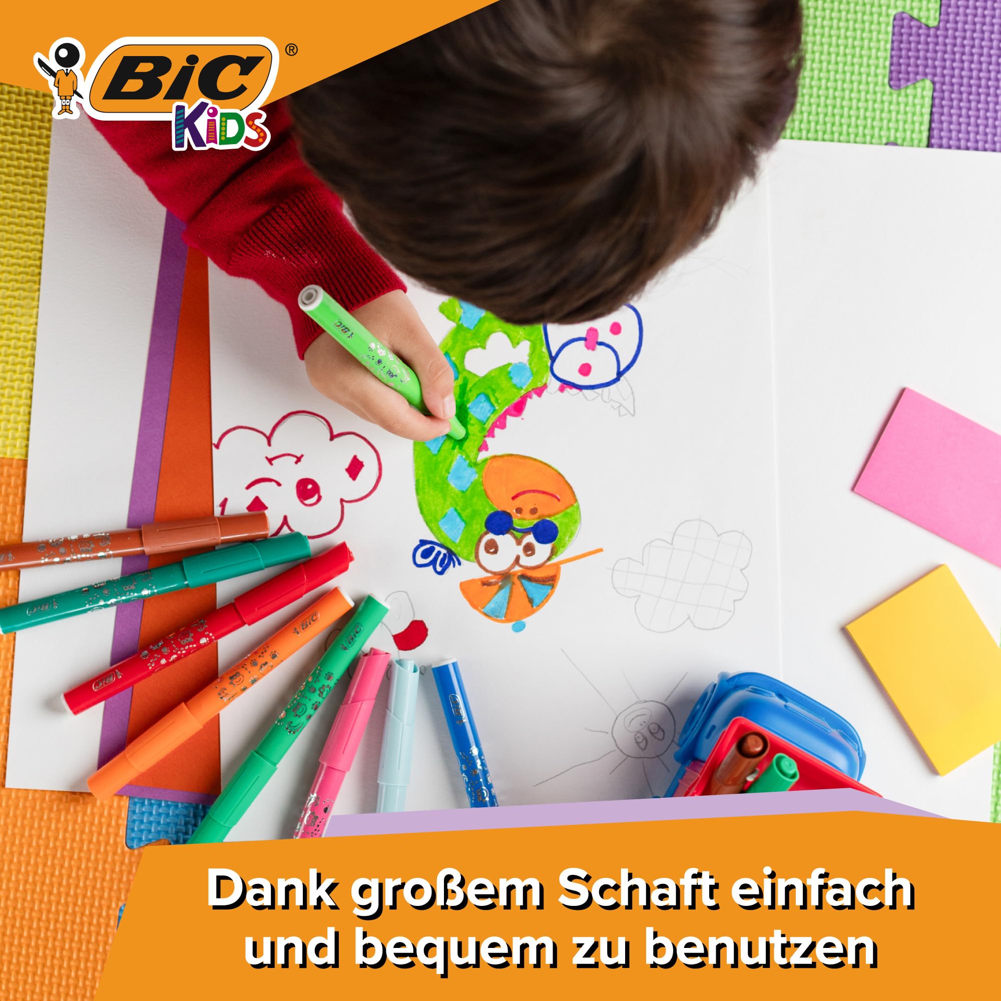 BIC Kids Filzstifte Set Visacolor XL, Fasermaler zum Malen in 12 Farben, 144 Stifte, auswaschbar, für Kinder ab 3
