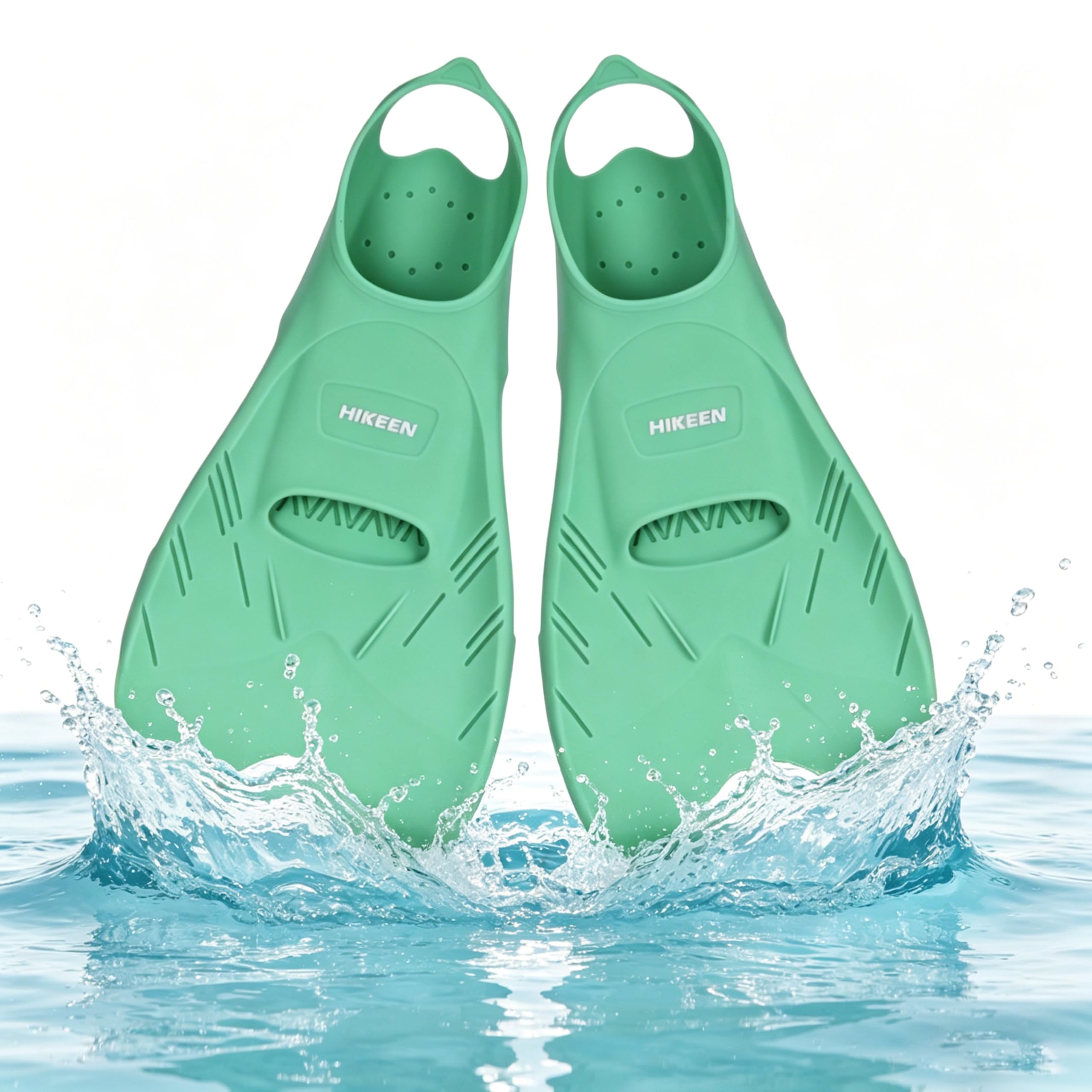 Boosteady Aletas de entrenamiento de natación con talón abierto, aletas de silicona de hoja corta para adultos y adolescentes, diseño de baja resistencia con drenaje de dedos, incluye bolsa de
