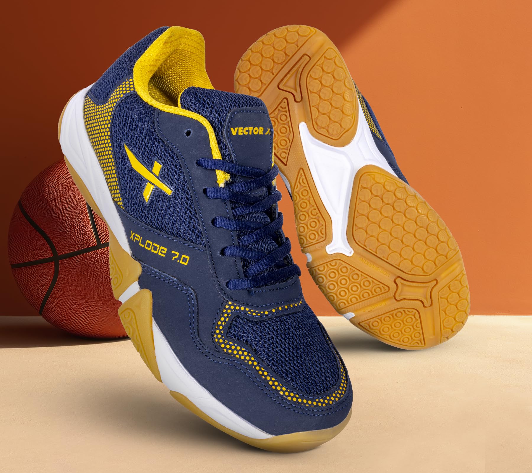 Xplode 7.0 Badminton Shoes for Men| Non-Marking Shoe | EVA/Phylon Rubber Sole | Synthetic Upper | Anti Slip |Badminton| Table Tennis | Court Shoes