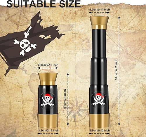 Miniatura 2 de 2 piezas de telescopio pirata de plástico de juguete para niños, mini telescopio retro portátil ajustable, mini telescopio pirata de plástico,