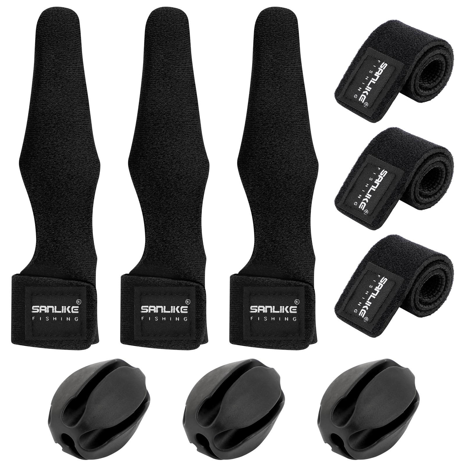 9 Pcs Fishing Rod Tip Covers Set Fishing Rod Wrap Strap Rubber Fishing Rod Fixed Ball Expandable Neoprene Fishing Pole Sleeve Cover Stretchy Fishing