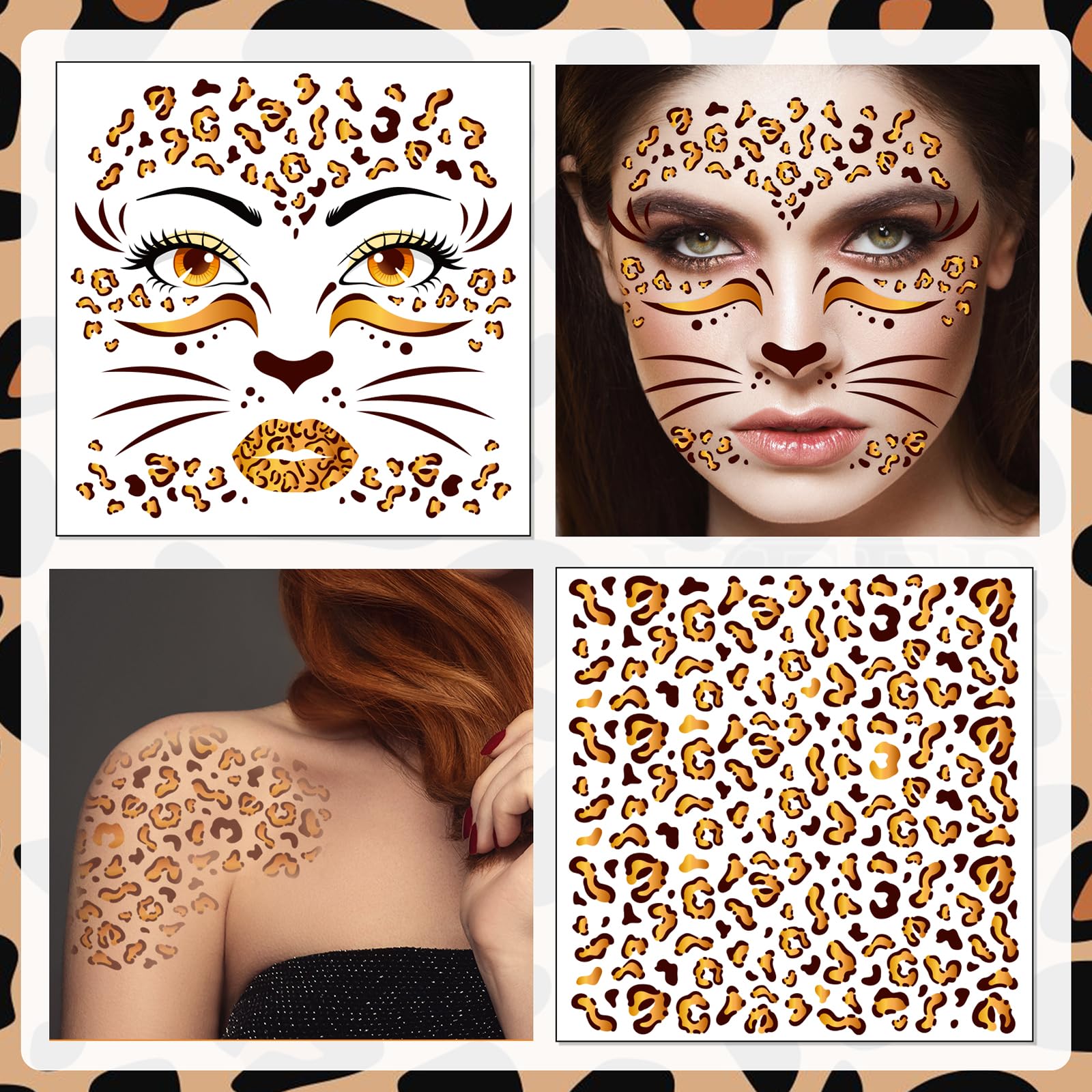 HOWAF Leopard Print Leopard Ear Headband, One Size (10 cm x 10 cm x 2 cm), Yellow, Unisex, Leopard Theme - Image 4