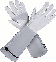 LAUTER SCHUTZ ® Cowhide Leather Gloves Thorns Resistant with Back Seam for Freedom of Movement and Comfort (M, White)