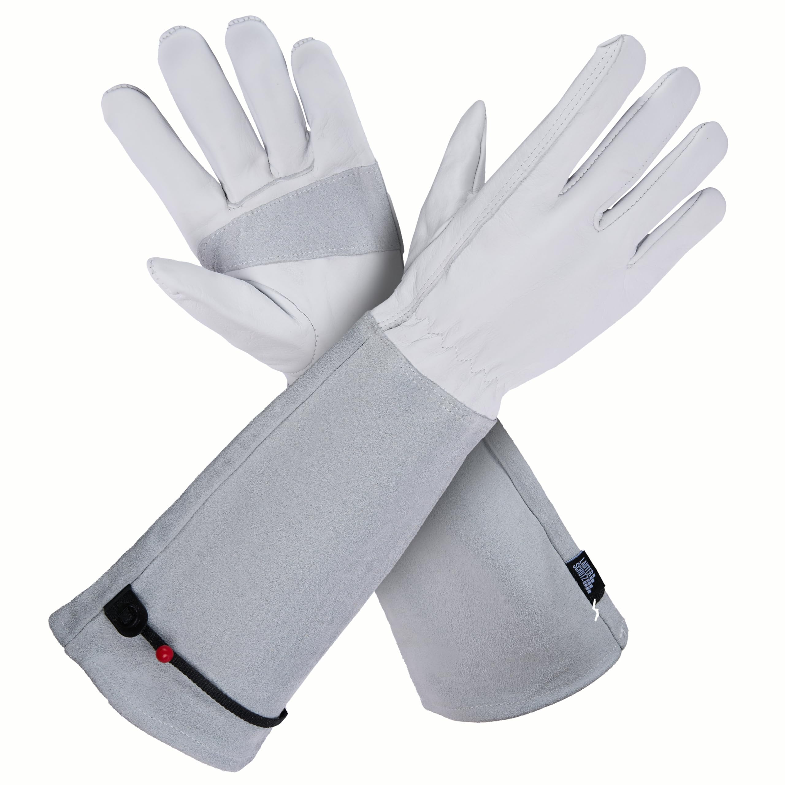 LAUTER SCHUTZ ® Gants en cuir de vachette anti-épines - Avec couture arrière pour une liberté de mouvement et un confort (L, blanc)