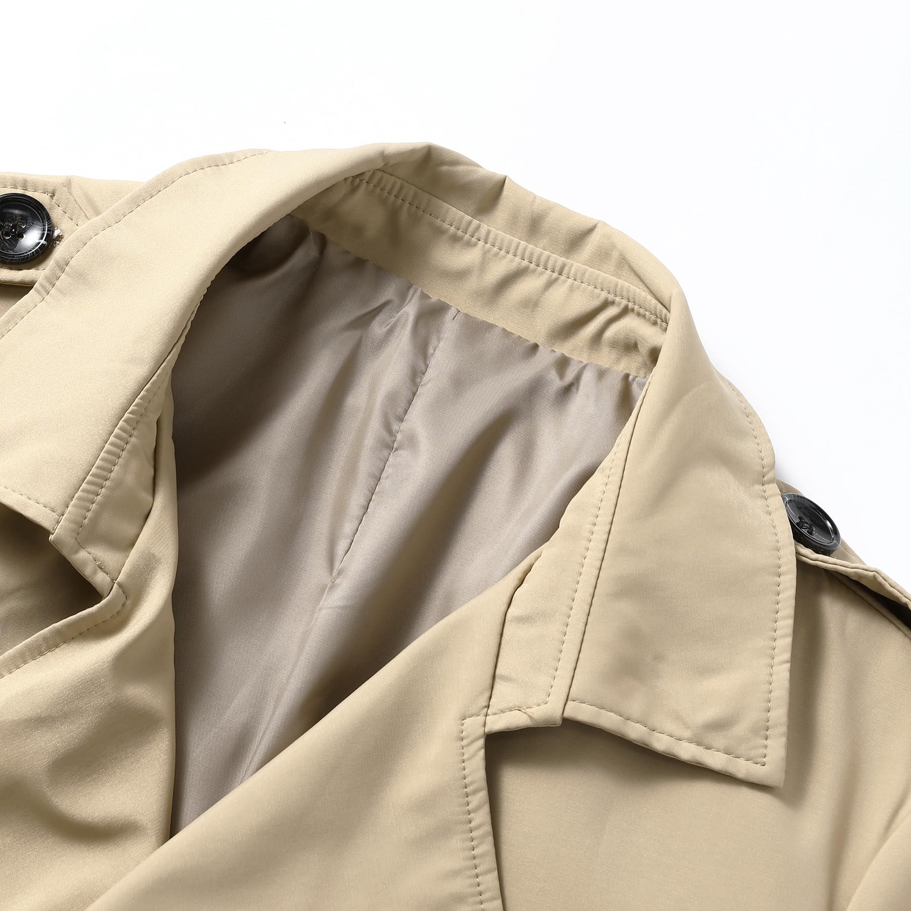 Allthemen Herren Trenchcoat Zweireihig Mantel Herbst Jacke Business Casual Übergangsjacke Mittellang Coat Winddicht