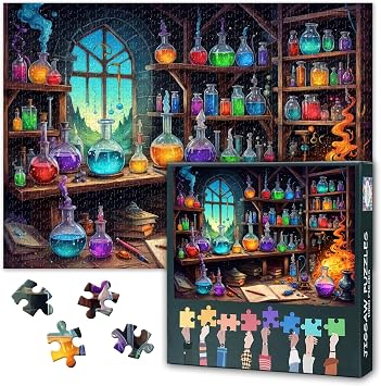 Jigsaw Puzzles for Adults 1000 Magic Lab, Difficult Family Puzzle Educational Games Home Decoration Fantasy Magic Potion, Challenging Puzzles for Adults Men & Women Gift 27.5"x19.7"