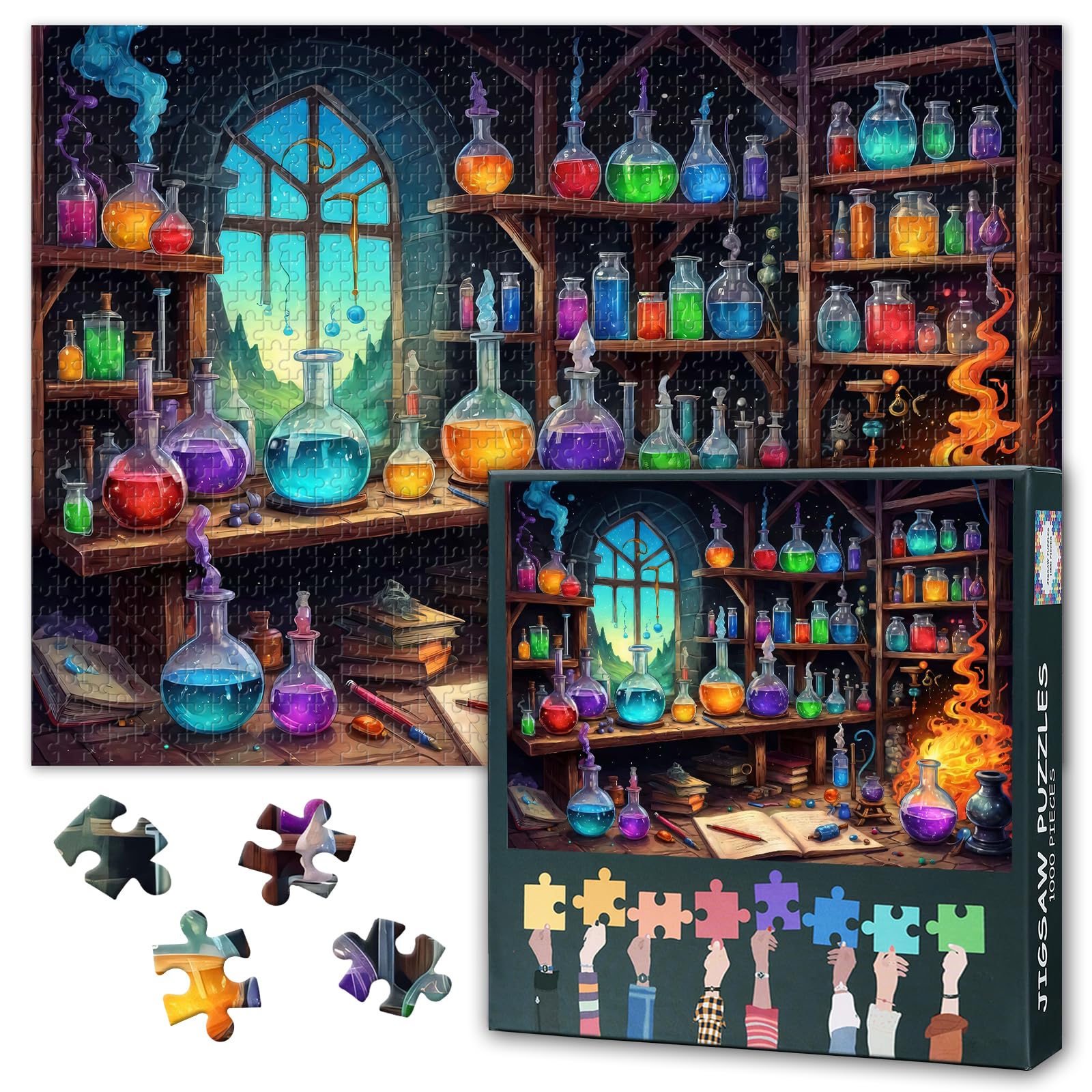 Jigsaw Puzzles for Adults 1000 Magic Lab, Difficult Family Puzzle Educational Games Home Decoration Fantasy Magic Potion, Challenging Puzzles for Adults Men & Women Gift (27.5"x19.7")