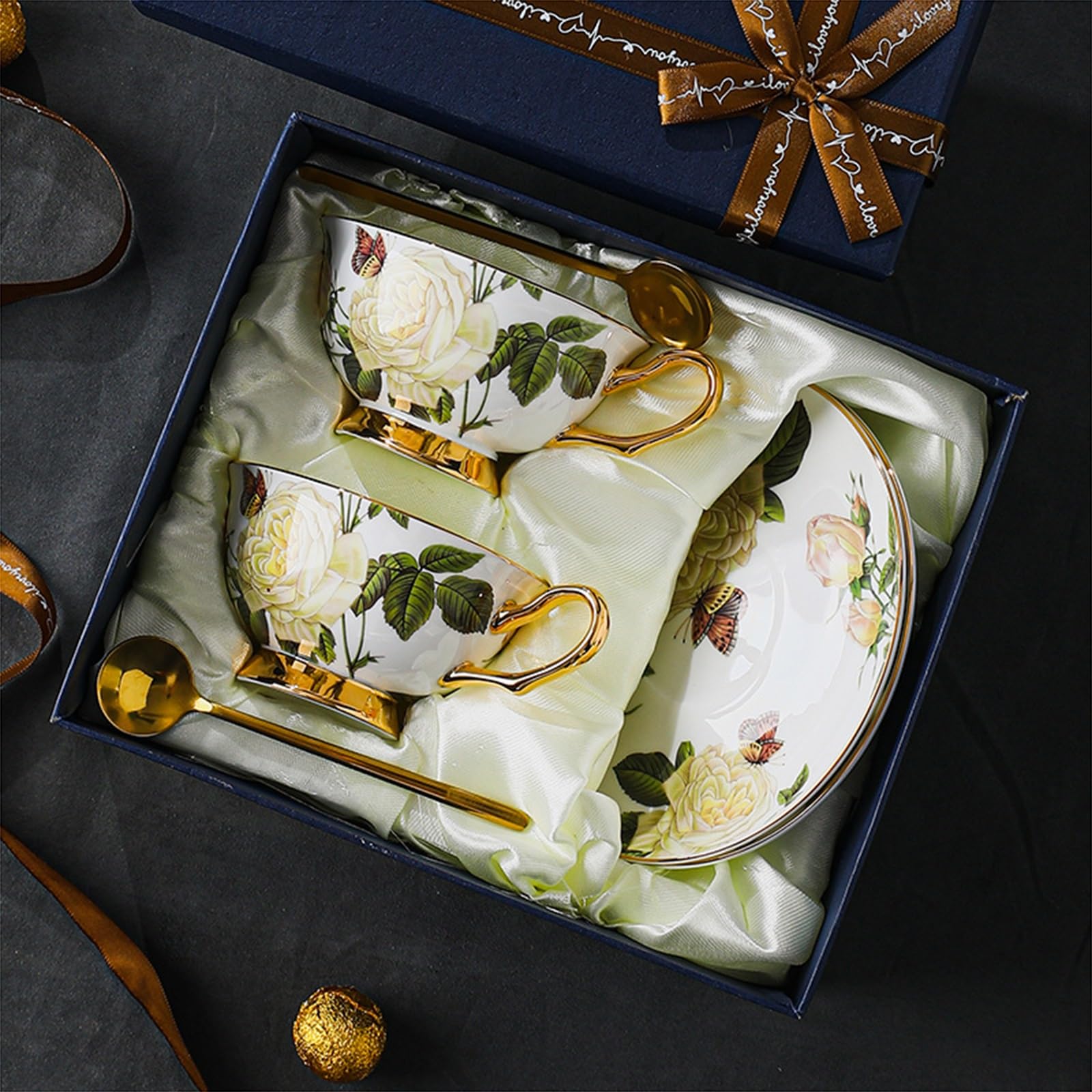 Zestaw spodków z europejskiej porcelany kostnej, zestaw spodków 2, zestaw popołudniowej herbaty, nowe pudełko prezentowe z porcelany kostnej do domu, kuchni, biura (H-5)