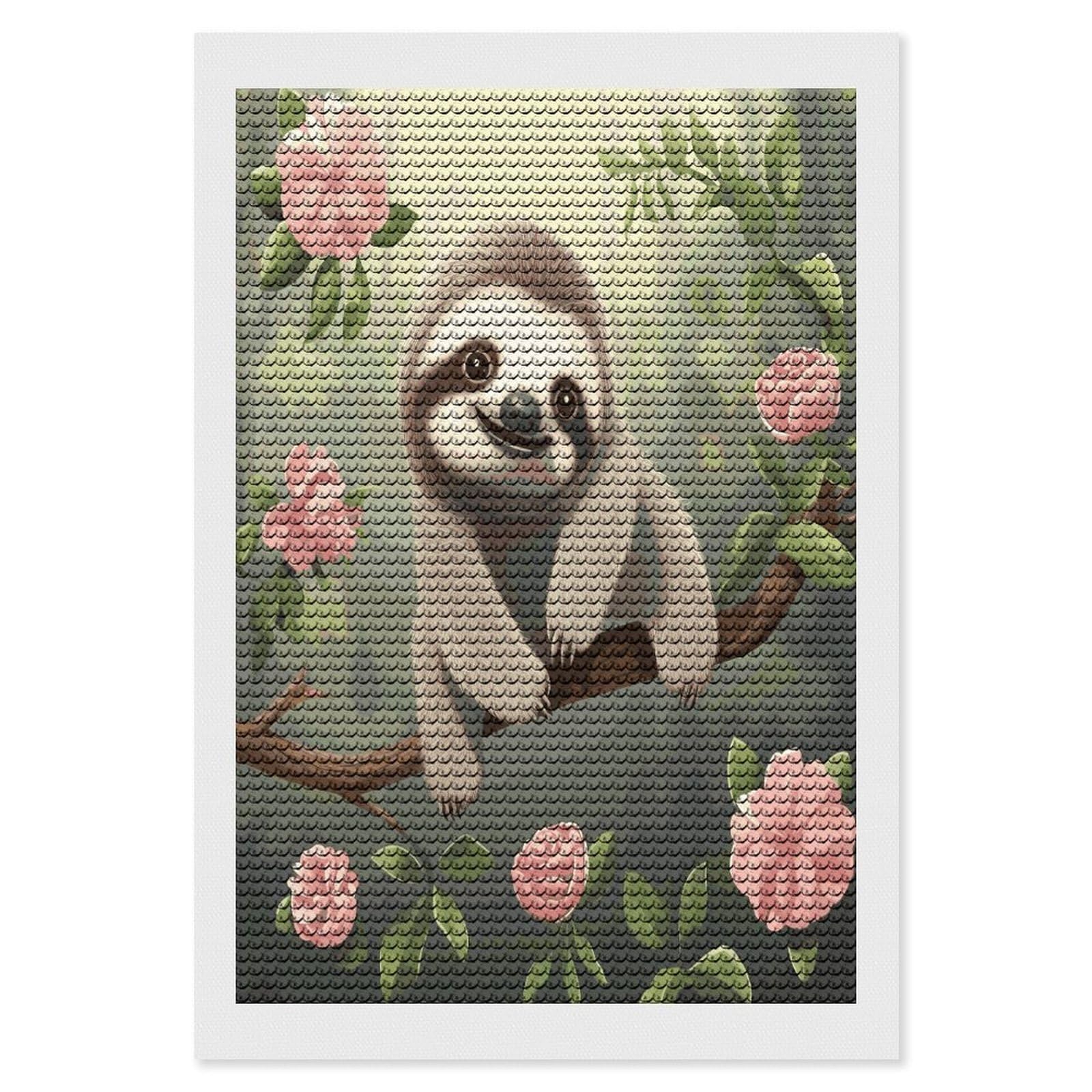 JTREHY Cute Baby Sloth Diamond Art Kits Personalized DIY Round Diamond Painting Kits for Beginner Full Drill Diamonds Dots Paintings for Adults Gem Art Crafts Home Decor