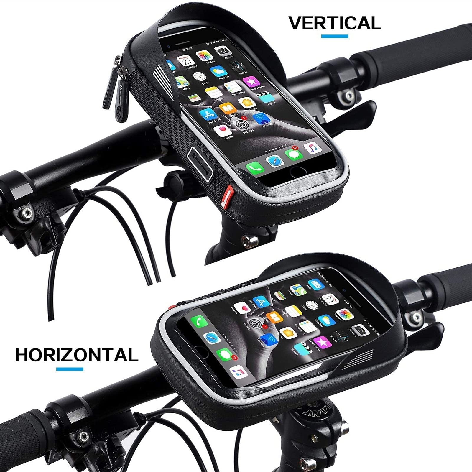 Borse per Biciclette. Borsa Porta Cellulare for Bicicletta, Borsa Riflettente con Touch Screen, da Manubrio