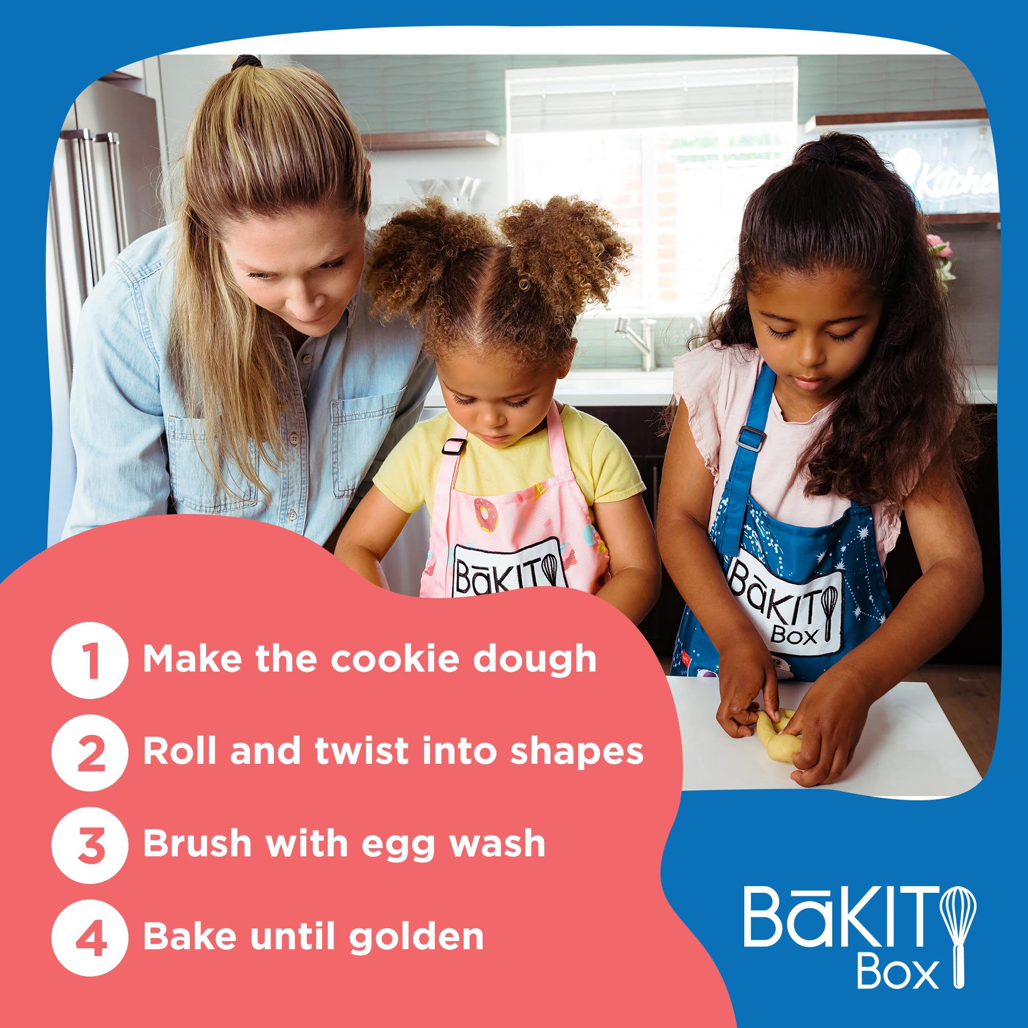BāKIT Box Griechisches Koulourakia-Plätzchen-Set, Kinder-Backgeschenk mit gedrucktem Rezept und Aktivitätsanleitung, machen Sie griechische Twist-Kekse + Wörter und Symbole lernen