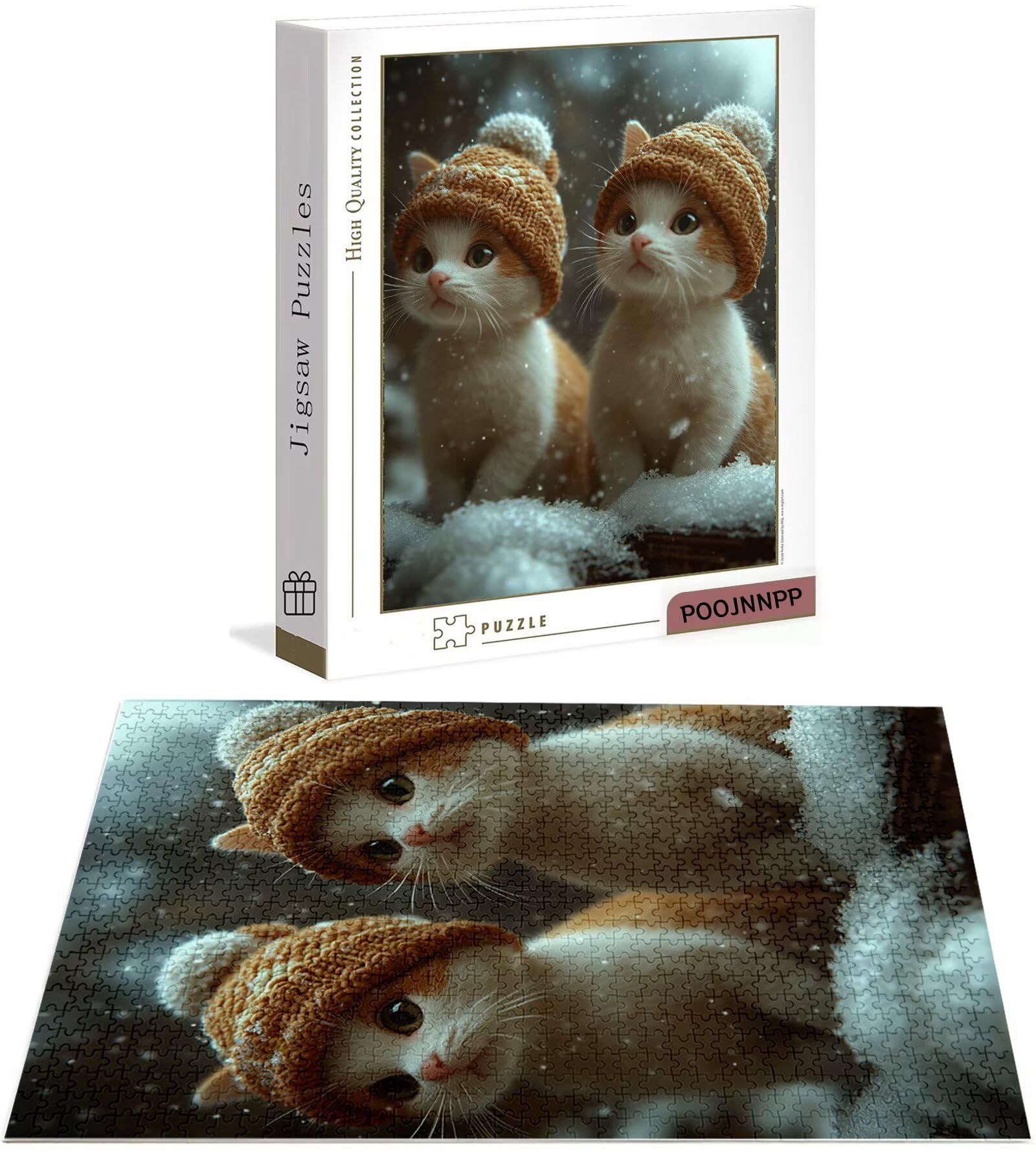 Puzzle 2000 Pezzi per Adulti, Puzzle Gatto in Legno per Adulti, Puzzles Animale Impegnativi, Giochi Educativo per Famiglie, Rompecapo con Scatola per Decorazioni Casa, Donna Regalo di Natale B-8663