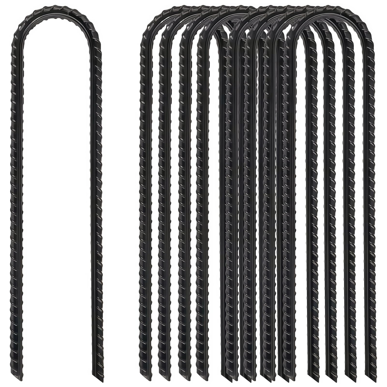 Piquets de Tente en Acier Galvanisé 30cm avec Crochets pour Camping, Trampoline, Balançoire