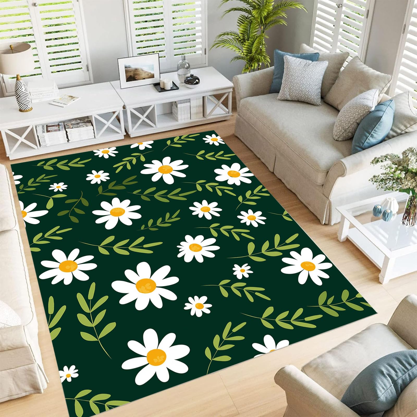 Tapis plantes naturelles 200x300cm anti-poussière pour grand salon