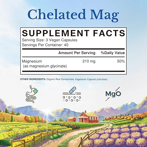 Miniatura 2 de Vitalitown Glicinato de magnesio, totalmente quelado, no tamponado, 210 mg de magnesio elemental, máxima absorción, huesos y músculos, sueño
