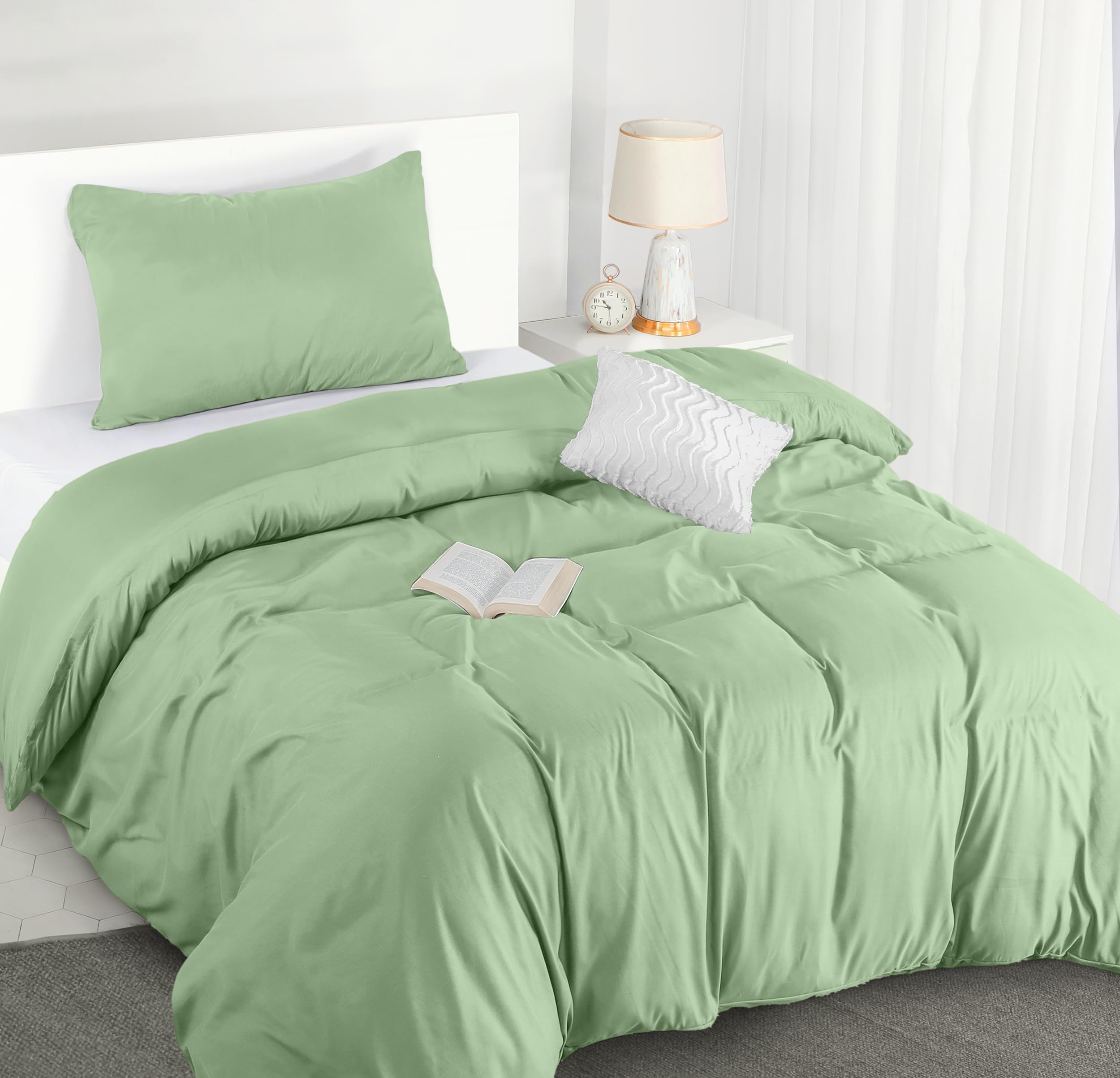Utopia Bedding Single Duvet Cover Set - Pack of 10 - Soft Microfibre Polyester - Bedding Quilt Cover Set, with Pillow case (Sage)