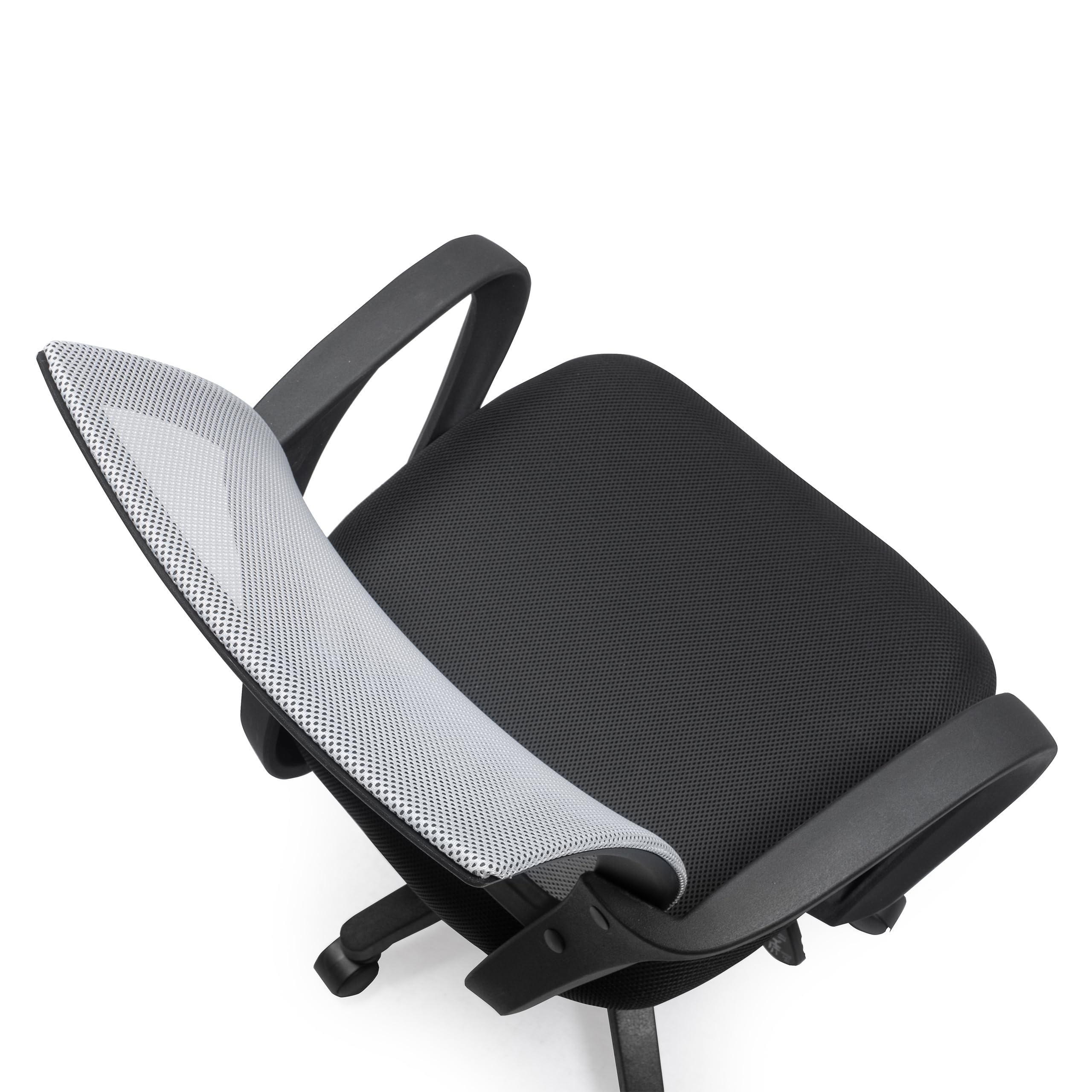 Homely - Silla Oficina, Estudio, Escritorio PRACTIK, Base giratoria con Ruedas, Altura Regulable, Sistema SINCRO inclinación, tapizado Tejido 3D Negro, 58x55x87-97 cm, Respaldo Color Gris Claro