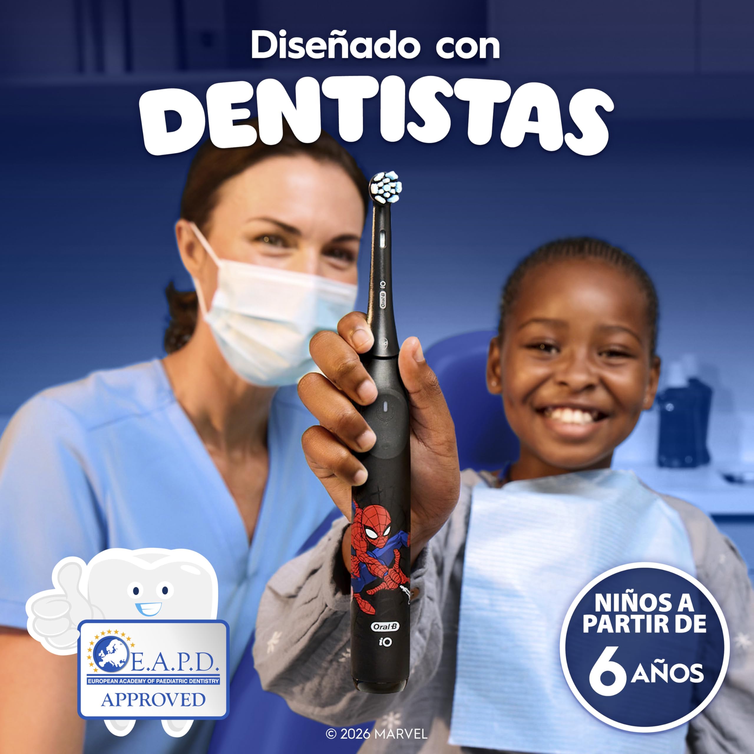Oral-B iO Kids Marvel Spiderman Cabezales de Recambio para Niños+6 Años, Pack de 8 - Recambios Originales para Cepillos de Dientes Eléctricos Oral-B iO Kids, Suave con Dientes y Encías Móviles | Cabezales de Recambio Originales para Cepillos de Dientes El
