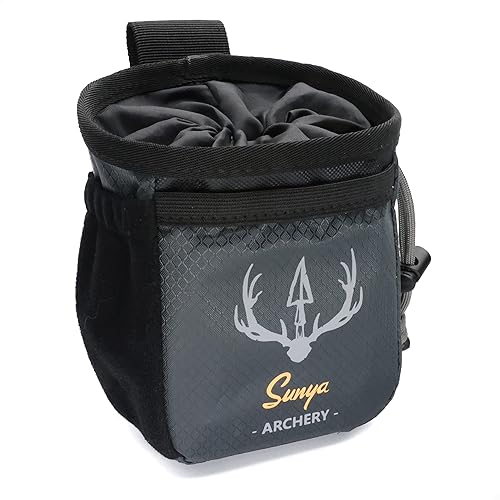 SUNYA Archery Bow Release Pouch | Finger Tab Bag, Multiple Pockets for Archery Aids Accessories, Fit for Arrow Quiver Belt with Quick Drawstring Closure