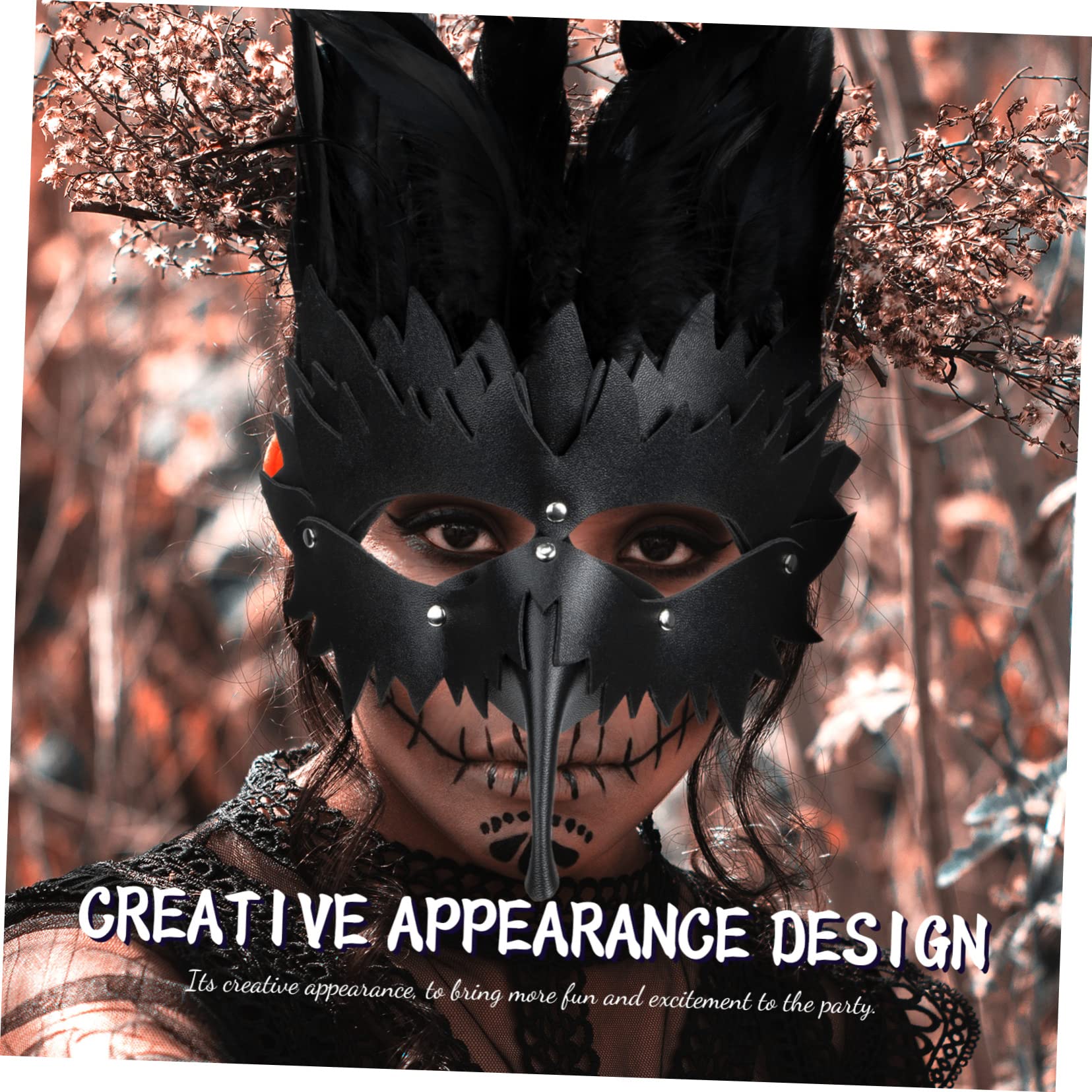 LIFKOME 4 Pz Maschera a Becco Punk Gotici Maschera Per Esterno Maschera Da Festa Di Halloween Maschera Decorativa Decorazione Esterna Arredamento Del Ballo Di Fine Anno Pelle Black