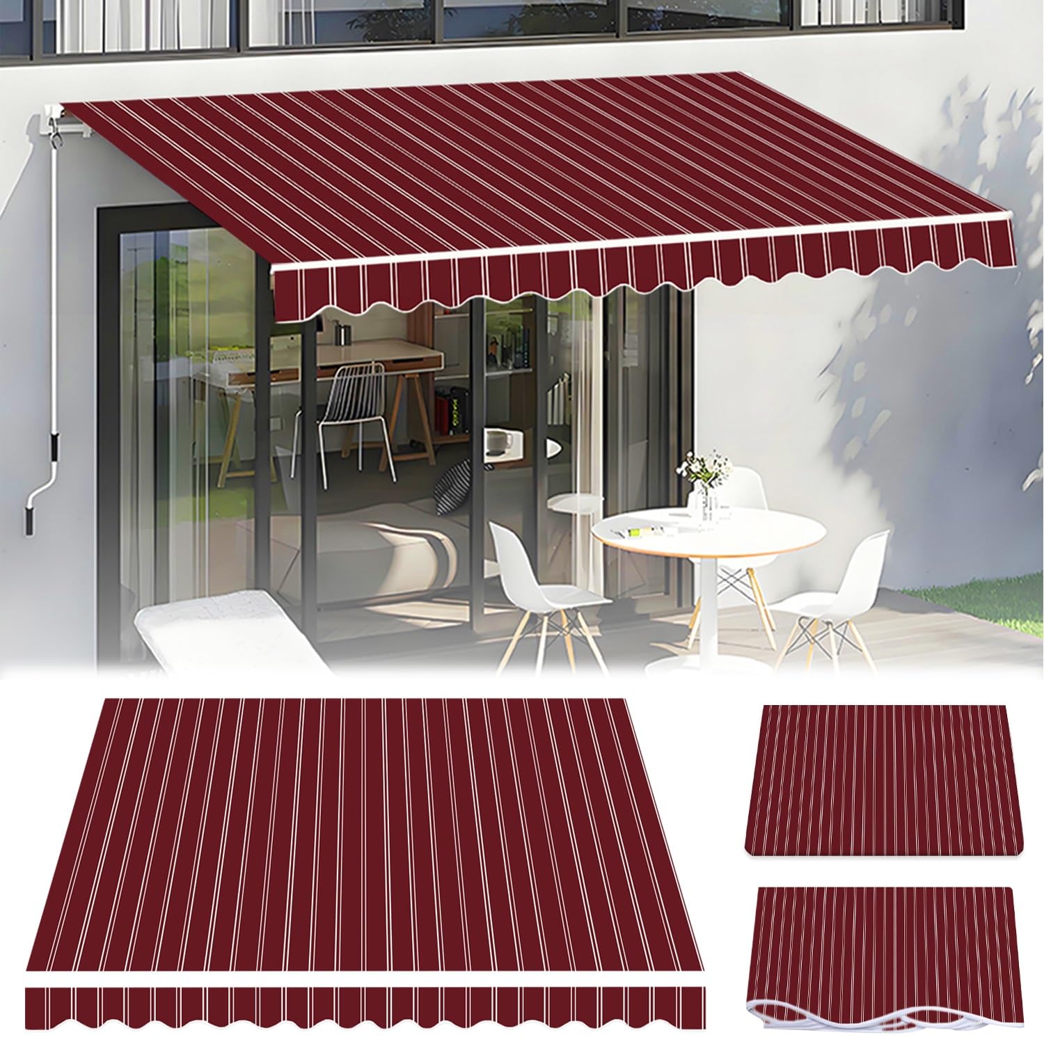 Toile de rechange pour auvent en polyester rouge vin haut de gamme