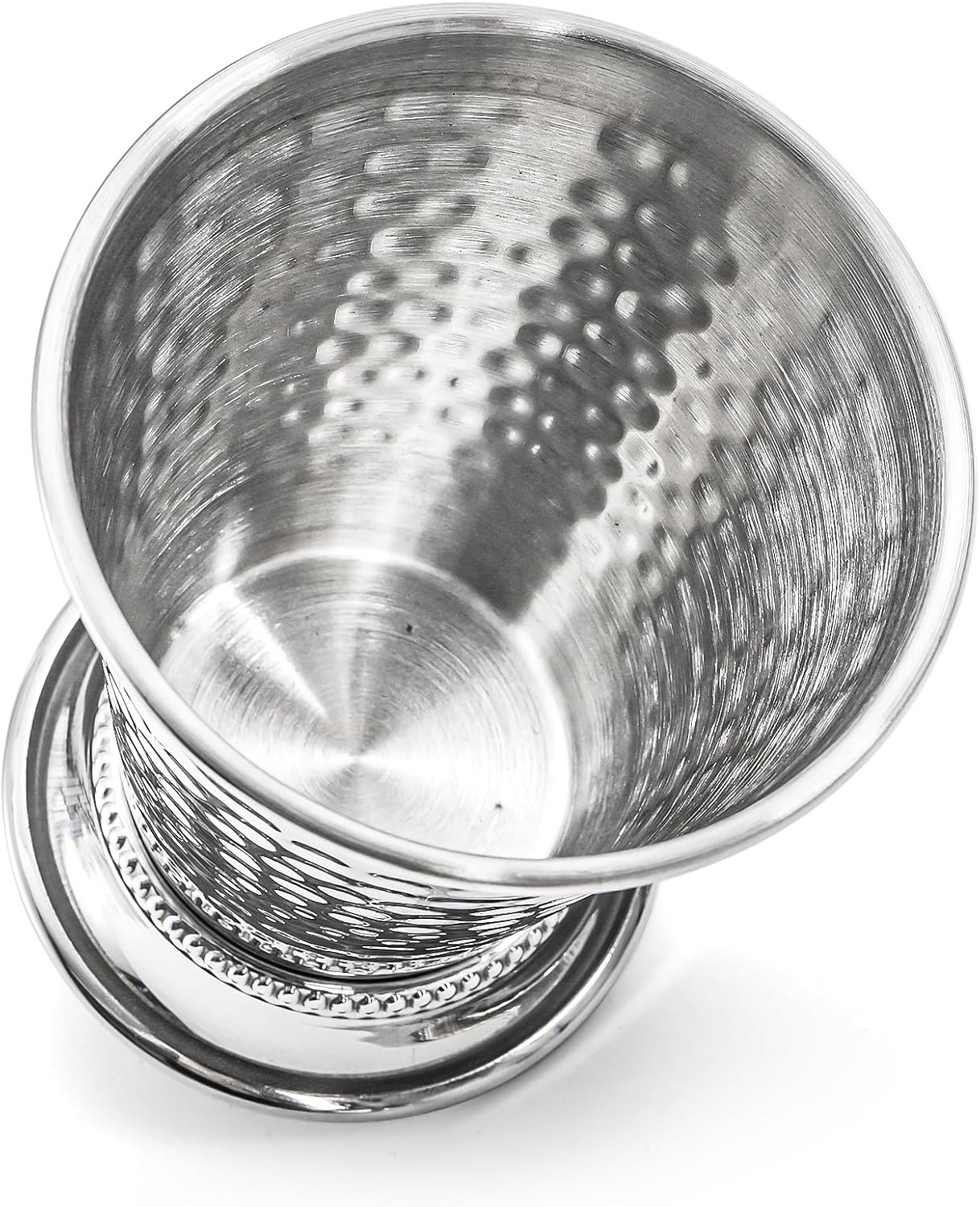 Peohud Set of 2 Mint Julep Cups, 12 Oz Hammered Stainless Steel Drinking Glasses with Straws, Silver Metal Cocktail Glasses for Party Bar Home Restaurant Beer Juice Beverage - Image 3