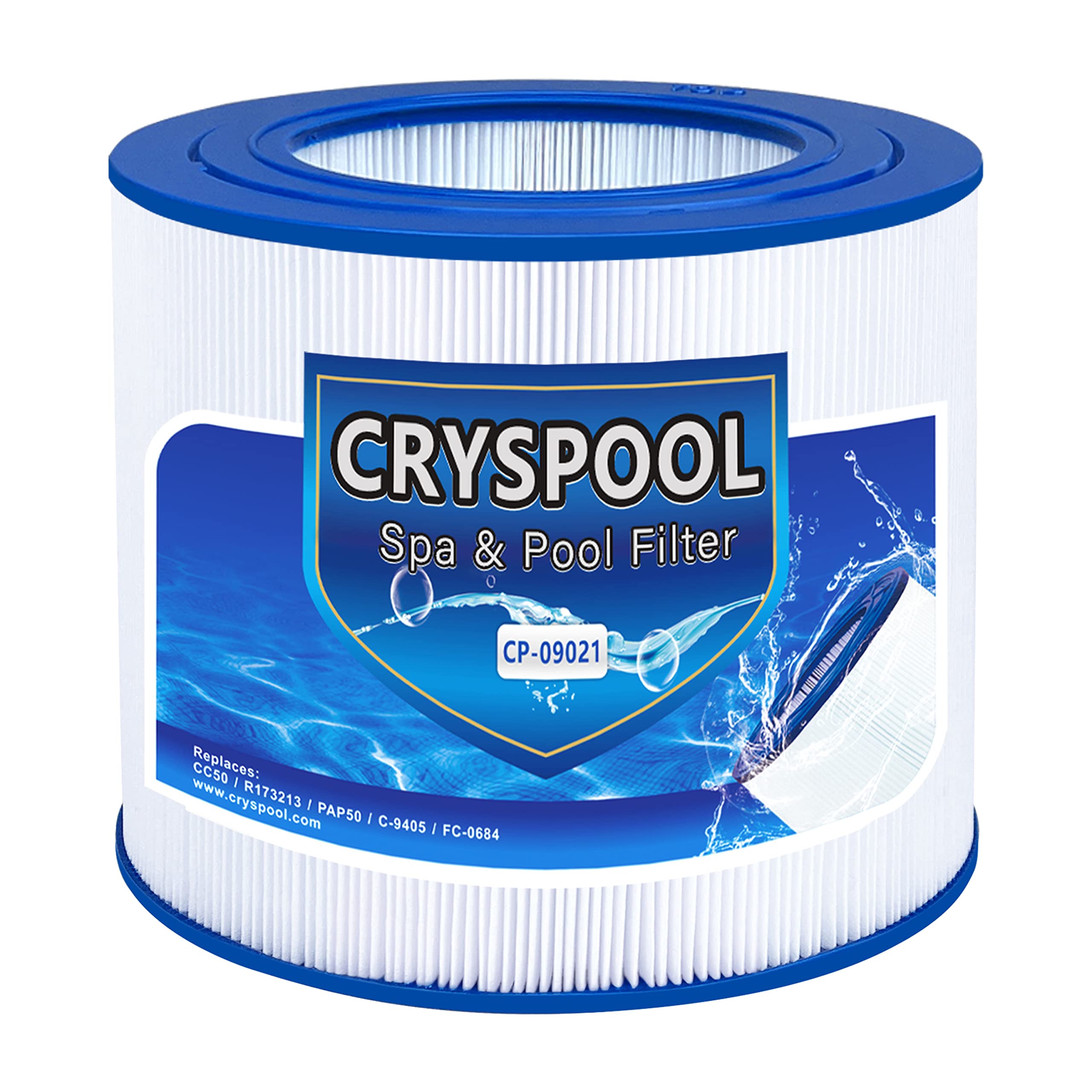 Cryspool® 09021 Filter Compatible with Clean & Clear 50, PAP50, R173213, C-9405, FC-0684, 59054000, 50 Sq. Ft Pool Filter Cartridge, 1 Pack