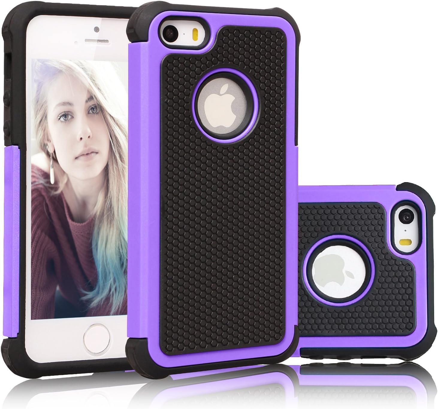 iPhone 5S Case, iPhone 5 Case, BAROX Hybrid Dual Layer Shock Absorbing Armor Defender Protective Case Cover (Hard Plastic with Soft Silicon) for Apple iPhone 5 5S