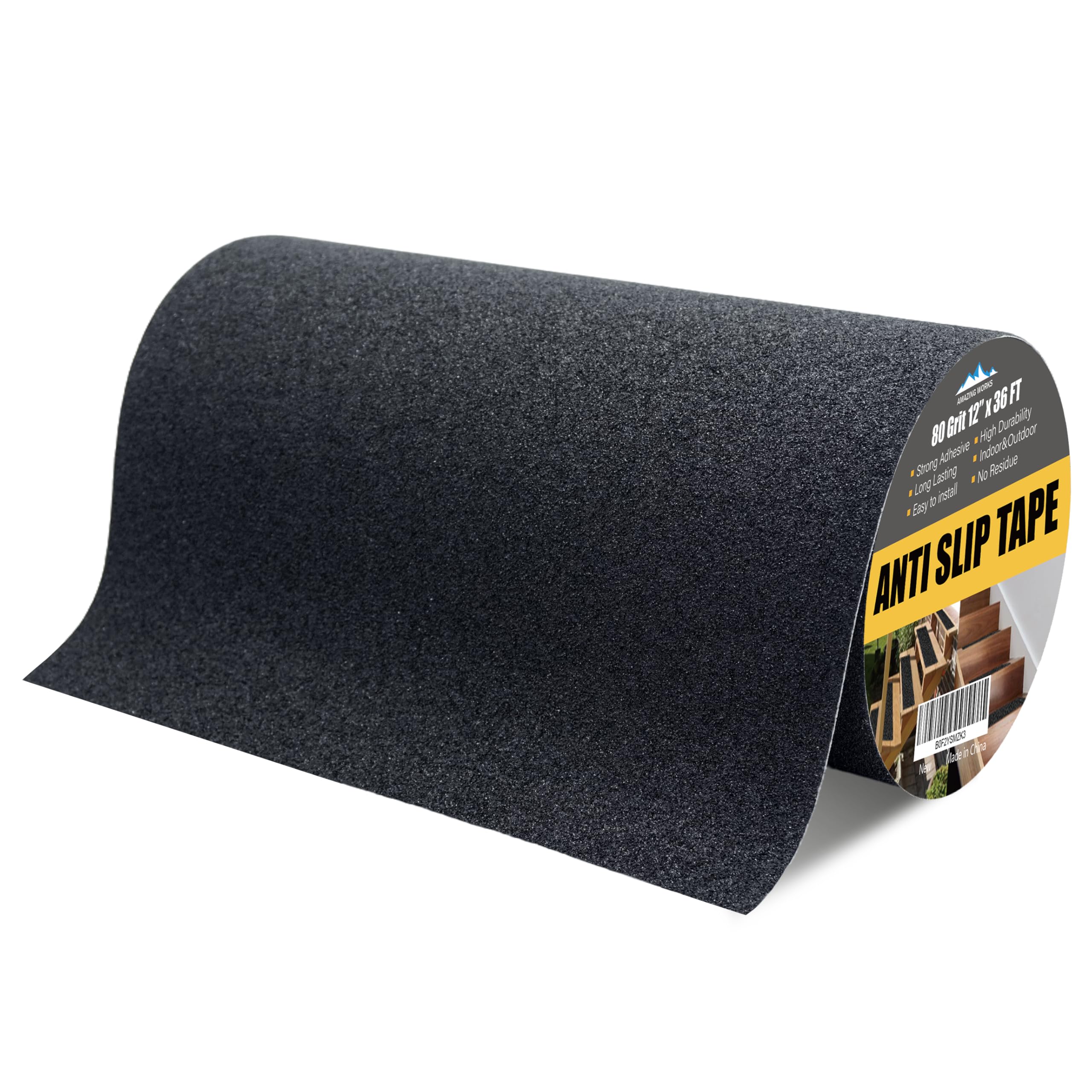 Amazing Works Grip Tape - Heavy Duty Anti Slip Tape, Grip Tape Grit Non Slip for Stairs Outdoor/Indoor, Waterproof High Traction Stairs Non Skid Tape,