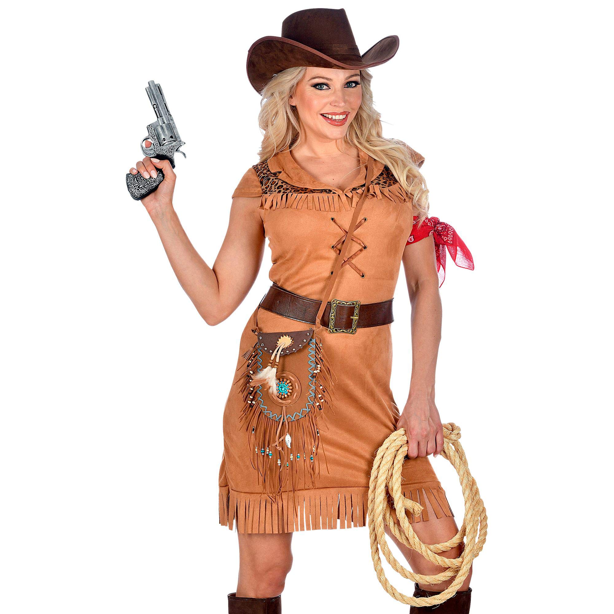 W WIDMANN MILANO Party Fashion - Kostuum Cheyenne, jurk, riem en hoofdband met veer, indianen, carnaval of themafeesten