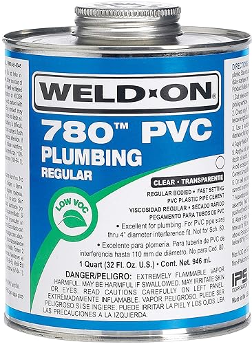 WELD-ON 14001 780 Cemento solvente de plomería de alta resistencia de PVC de cuerpo regular, de ajuste rápido y bajo contenido de compuestos