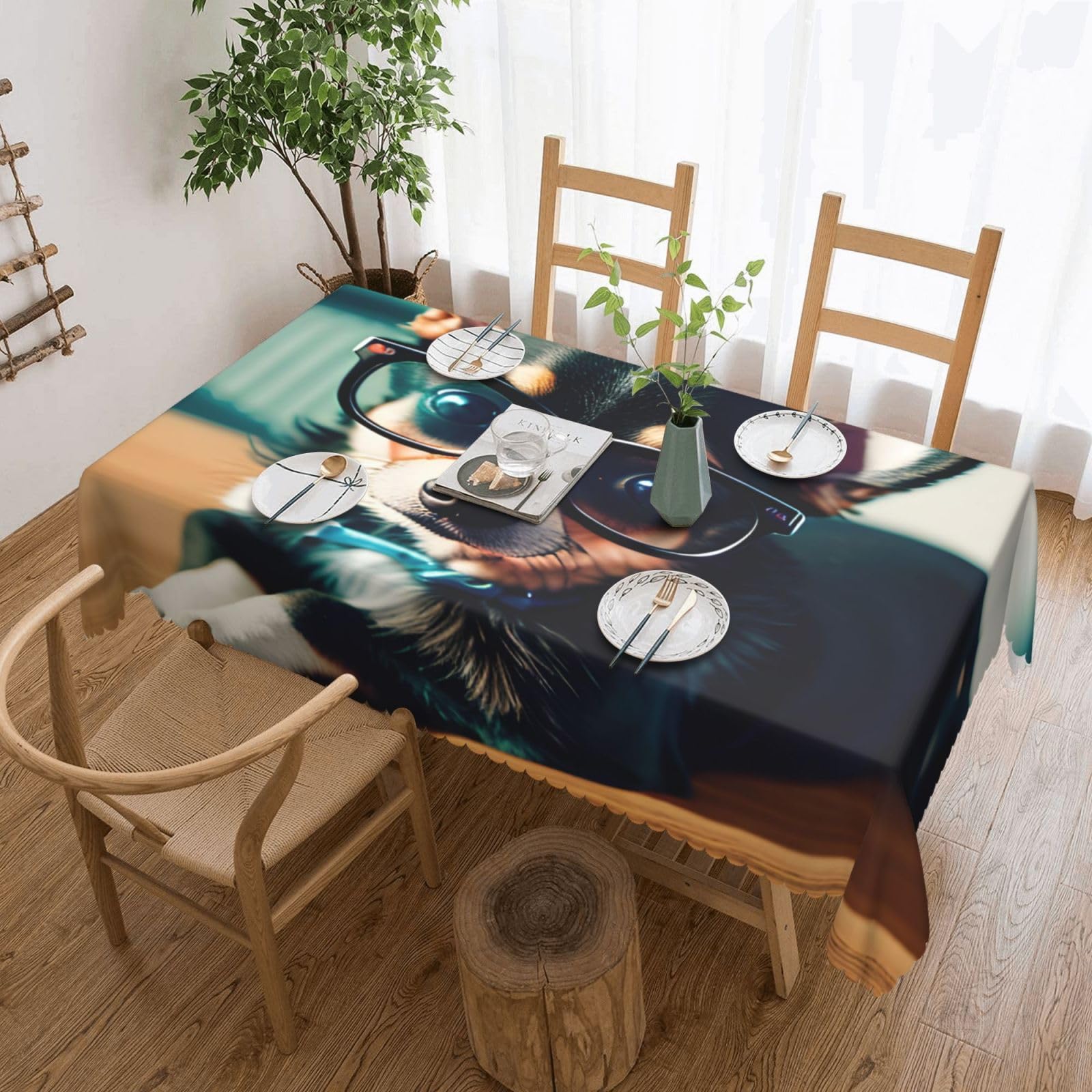 Nappe lavable motif chihuahua contre les taches de cuisine et fête