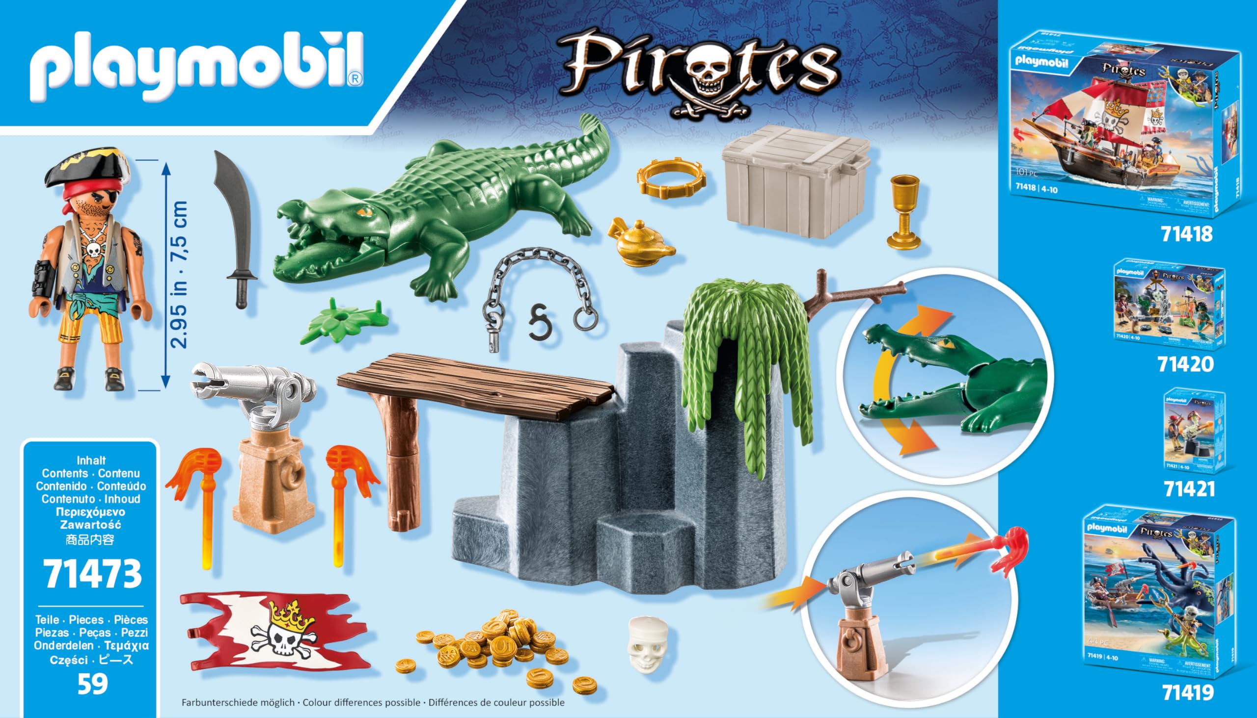 Amazon.com: PLAYMOBIL Starter Pack 71473 Pirate with Alligator
