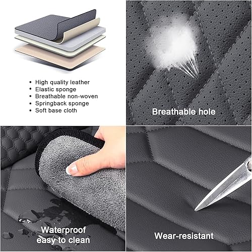 Miniatura 4 de Bitablue Fundas de asiento para Chevrolet Chevy Aveo 2004-2011, funda de asiento de automóvil de piel sintética, compatible con bolsa de aire,