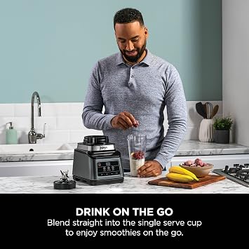 Ninja 2-in-1 Blender with 3 Automatic Programs Blend, Max Blend, BN750UK | and 4 Manual Settings, 2.1L Jug & 700ml Cup, 1200W, Dishwasher Safe Parts, Auto-iQ, Black BN750UK