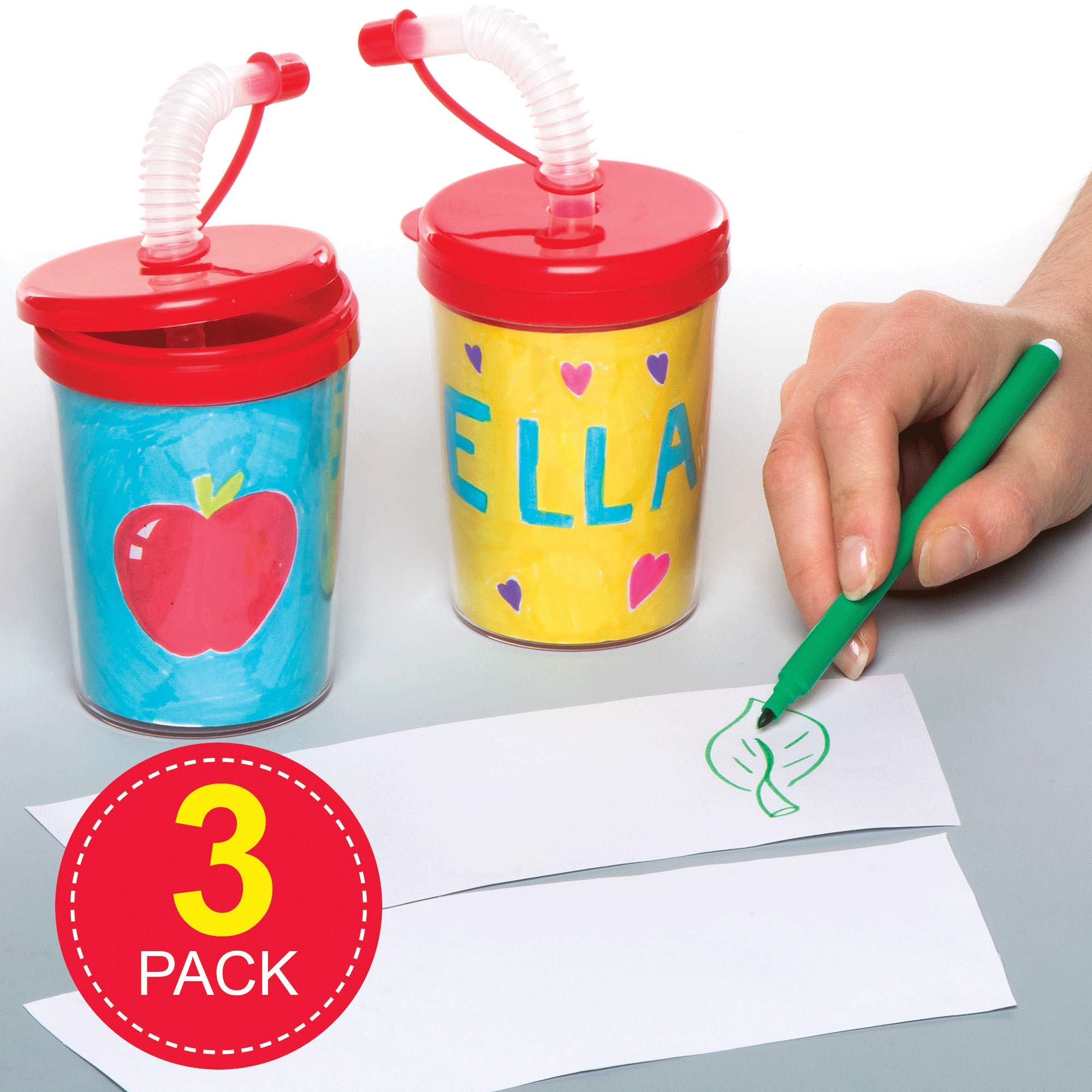 Baker Ross Design Your Own Travel Cup - Pack of 3, Colour in Projects for Arts and Crafts Activities for Kids (AR400) - Image 2