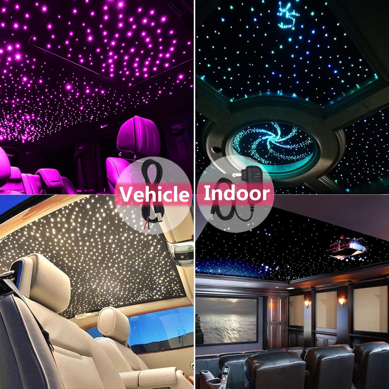 Twinkle Starlight Headliner Fiber Optic Light Kit with RF and APP Control,6W Light Engine and Fiber Cable 550 Pieces 9.8ft/3m