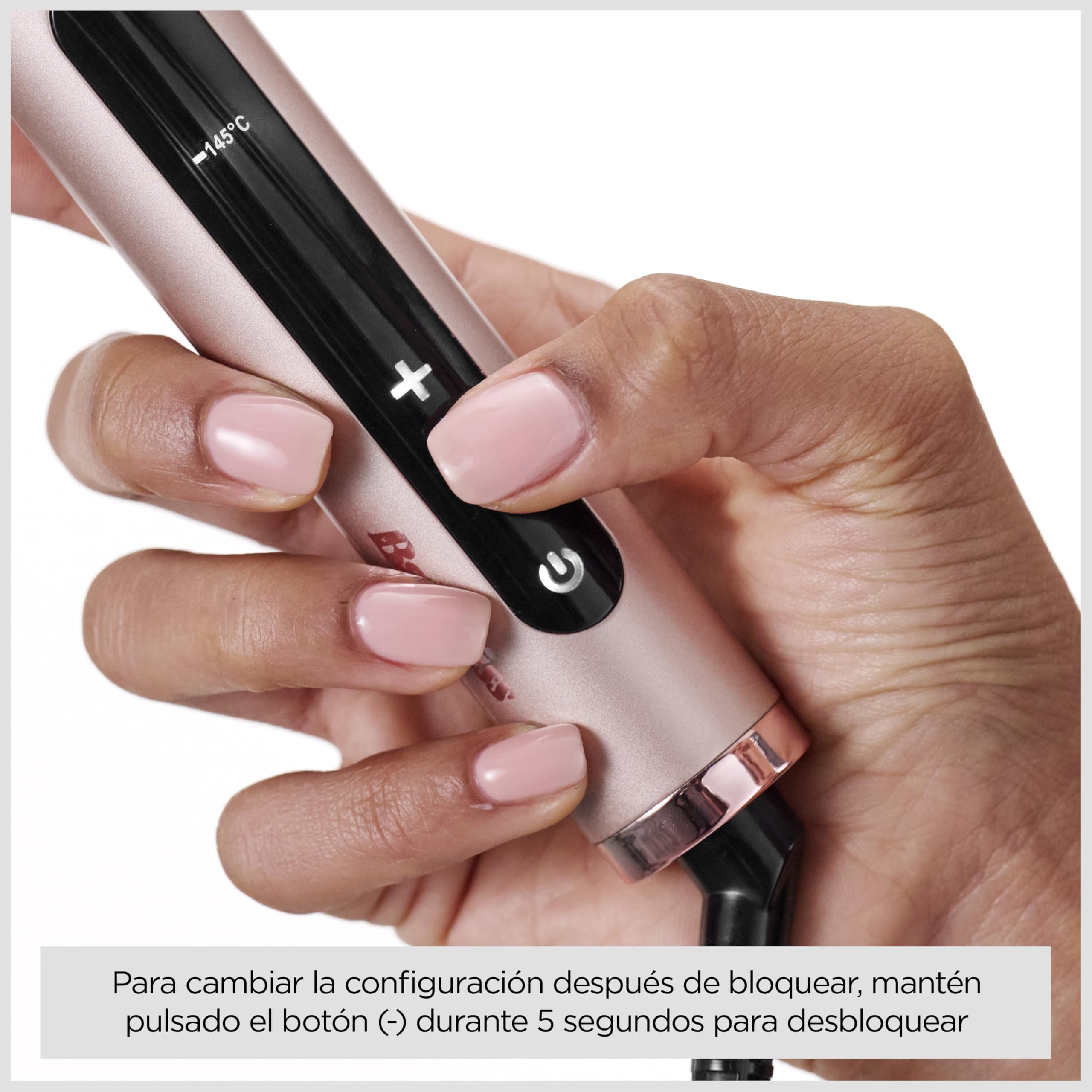 BaByliss Volume Boost Cepillo Térmico Caliente - Barril de 38mm, Cepillo Rizador Calentado, Control Iónico Antifrizz, 4 Niveles de Calor, Multivoltaje, Rosa/Negro, HSB200E