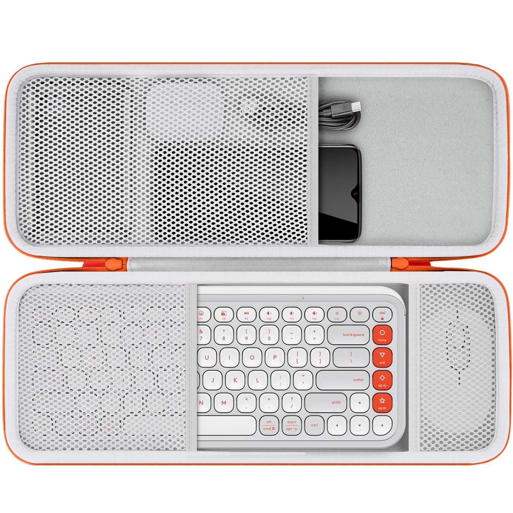 co2CREA Hard Case Compatible with Logitech POP ICON Combo, Bluetooth Keyboard and Mouse Combo (White Orange Case)