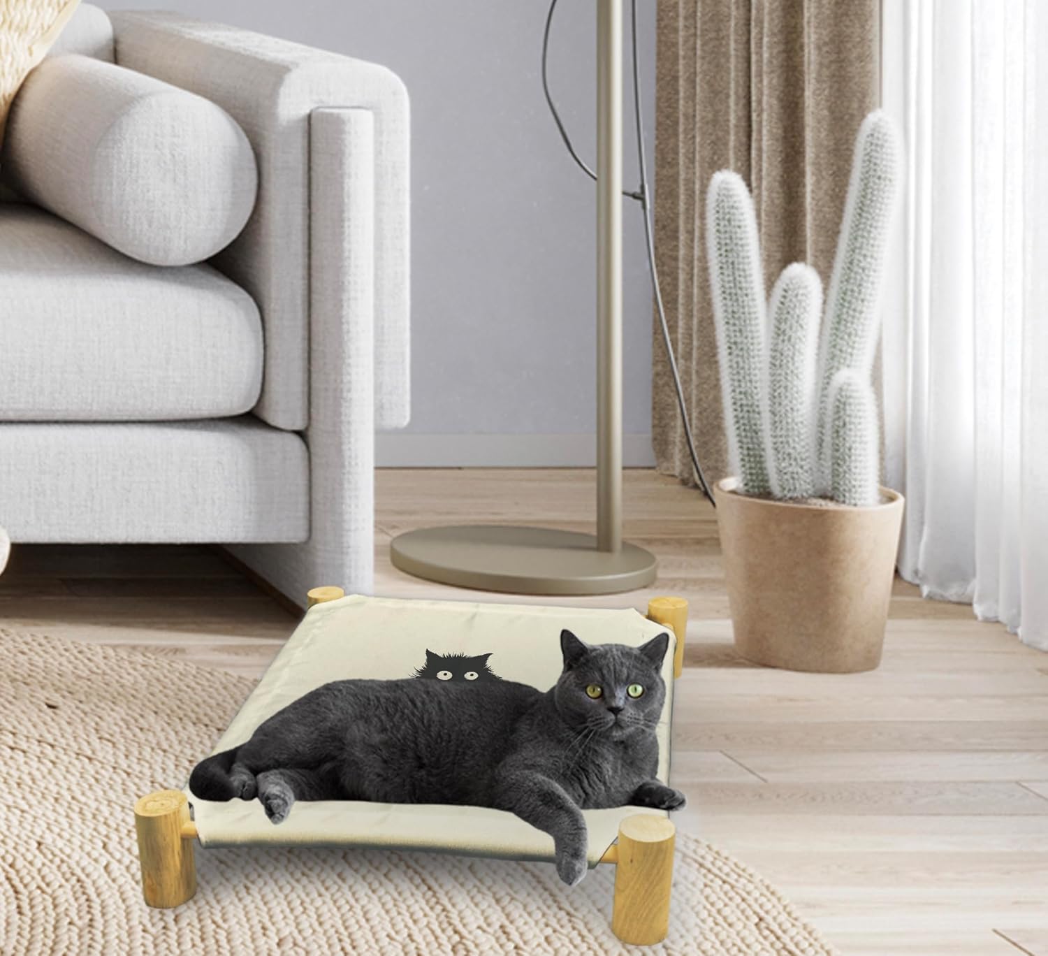 review Cat Hammock Bed, There's Probably Cat hair in Here Cat Beds, Wooden Cat Beds for Indoor Cats, Small Dog Bed, Breathable Indoor Cat Bed for All Seasons, Pet Beds, Pet Sleeping Beds, Black Cat Bed