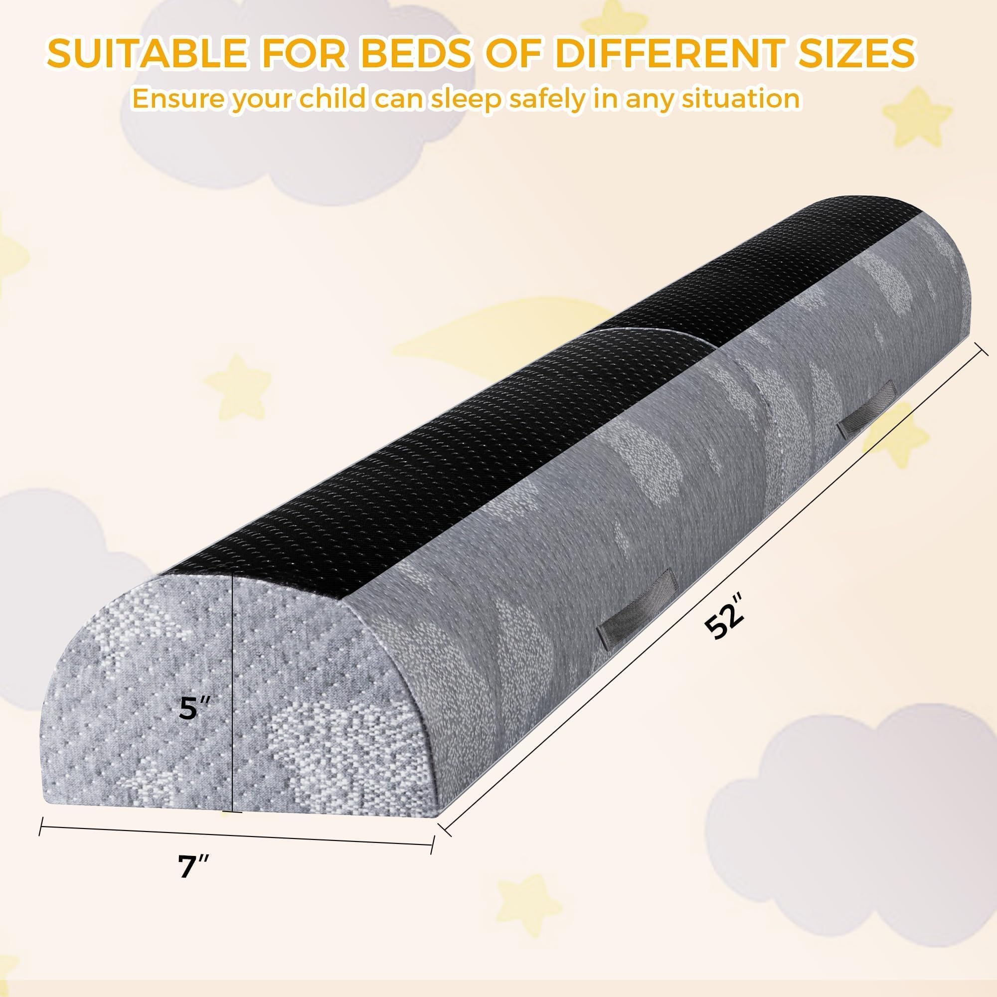 Barrera Seguridad Plegable Niños Cama - Espuma con Almohadilla Antideslizante - Funda Suave Extraíble, Lavable e Impermeable - para Niños Pequeños, Ancianos