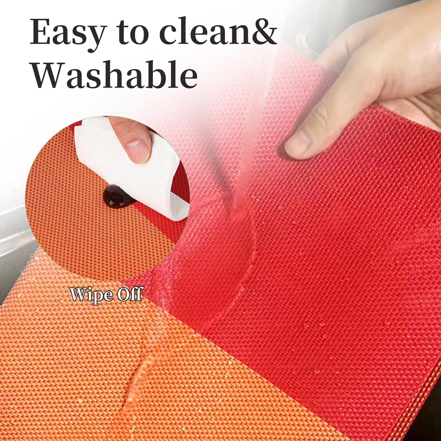 Feinerman 6 Pcs PVC Woven Vinyl Placemats Set, Non-Slip, Heat-Resistant & Washable Table Mats, Stain-Resistant, Anti-Skid for Kitchen, Dining Table & Restaurant, Easy-to-Clean Dining Mats (Orange) 1