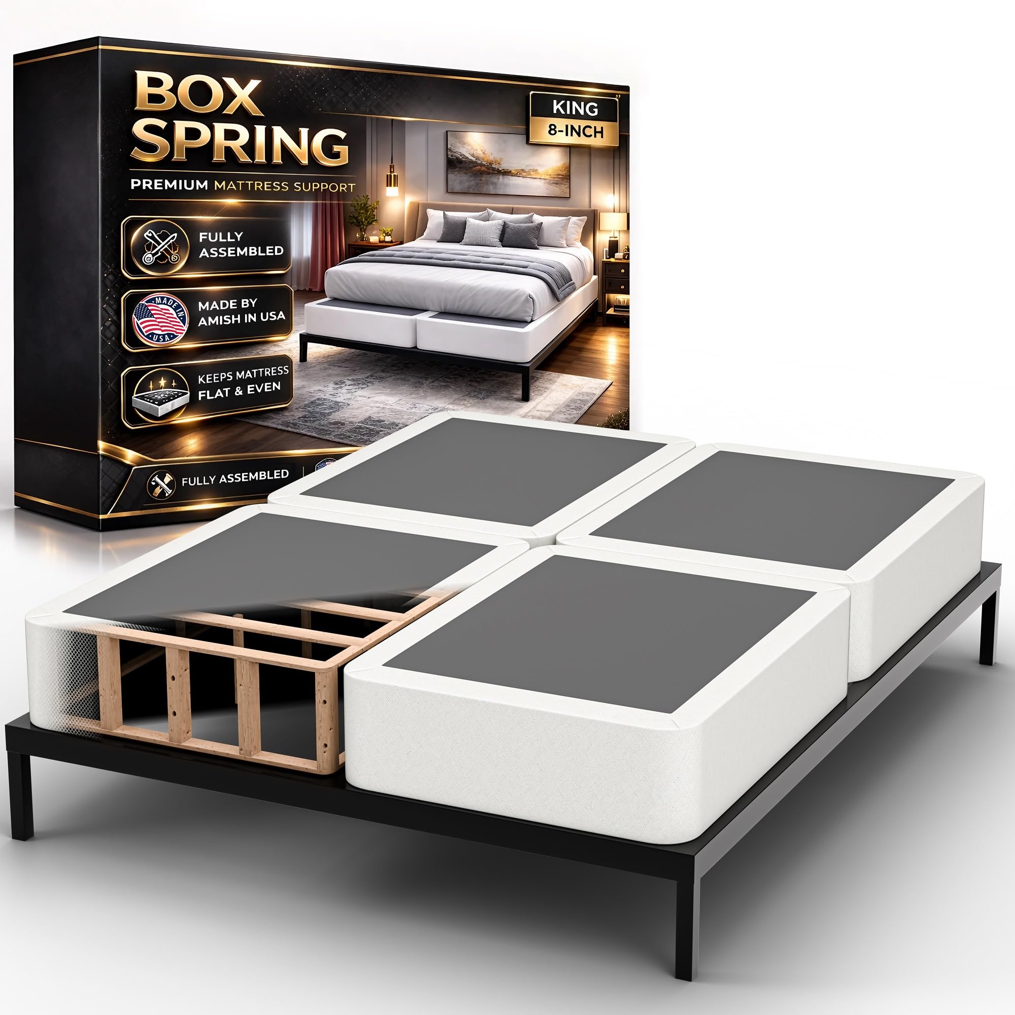 Nutan 8 Wood Box Spring