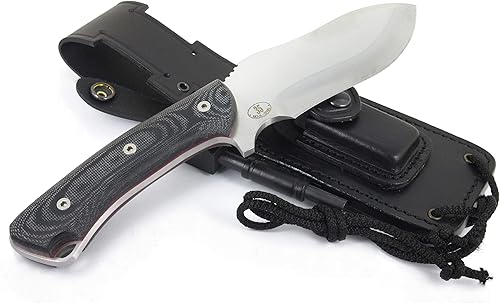 Miniatura 6 de JEO-TEC N35 Bushcraft - Cuchillo de caza de supervivencia MOVA-58, 10 pulgadas en general, funda multiposición de cuero genuino + Firesteel + piedra