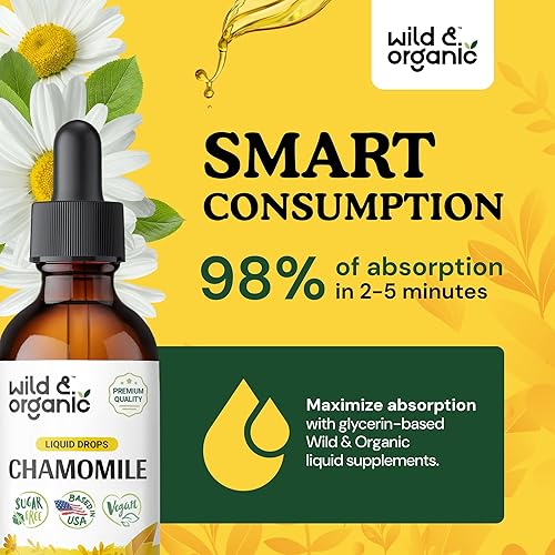 Miniatura 4 de Suplemento de flor de manzanilla - Extracto líquido de manzanilla orgánica - Gotas veganas sin alcohol - 2 onzas líquidas