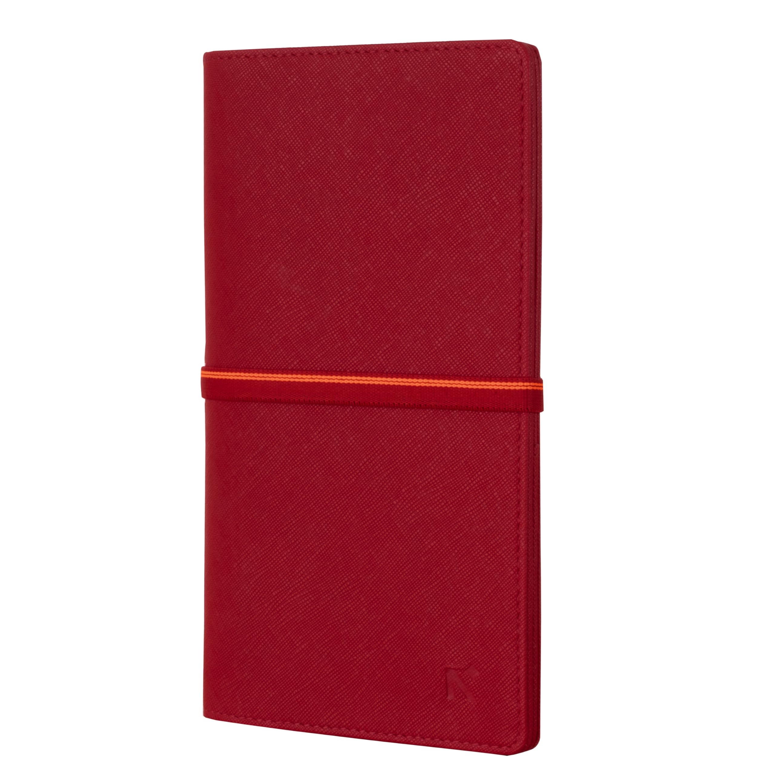 NEORAH — PETITE Travellers Notebook SLEEVE + Dotgrid JOURNAL | Faux Leather Sleeve | Front & Back compartment | 3 Card Slots | 2 BookMarks | Gift Box— Fits any PETITE Softcover Moleskine Hobonichi Midori Stalogy Notebook Planner Organizer Agenda Journal–RED