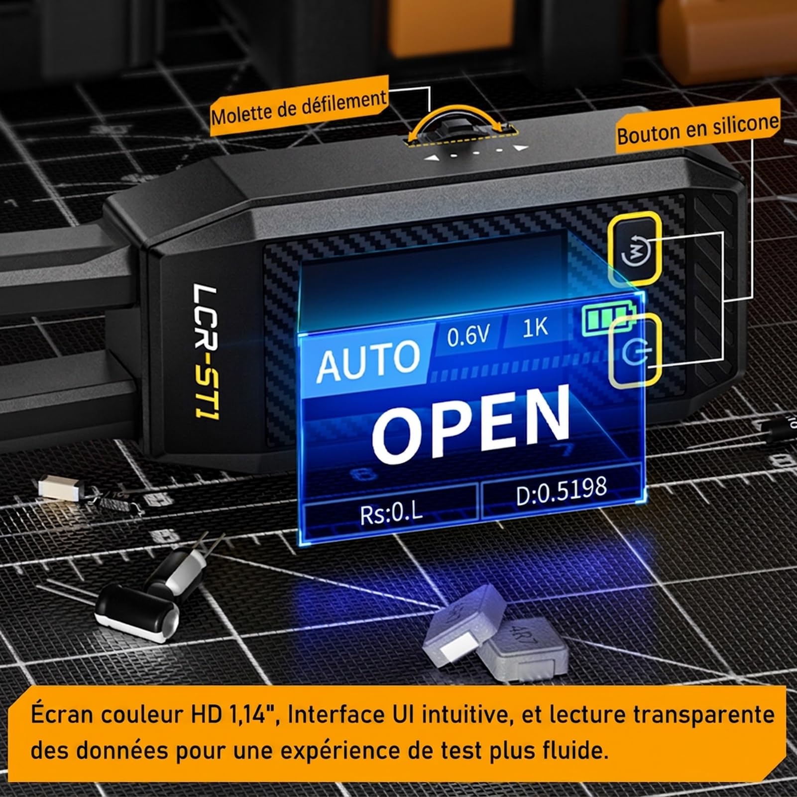 lcr Testeur de compteur Smart Bridge Tweezer Kit Numérique pour Mesure de Résistance, Inductance et Capacité (LCR-ST1 Tweezer Bridge)